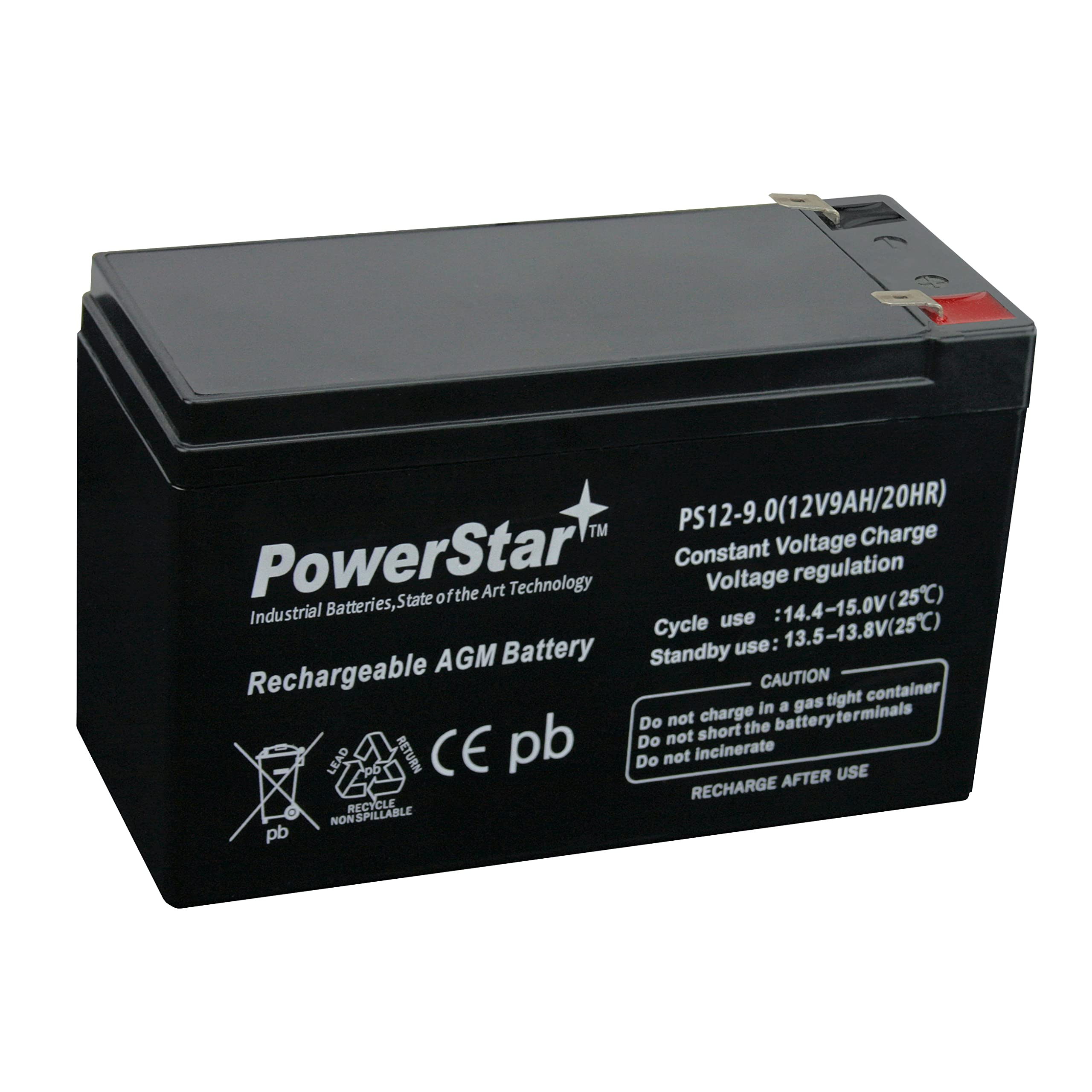 Powerstar 12V 9Ah Sealed Lead Acid (Sla) Battery F2 Terminals For Alarms, Backup Systems, Ups