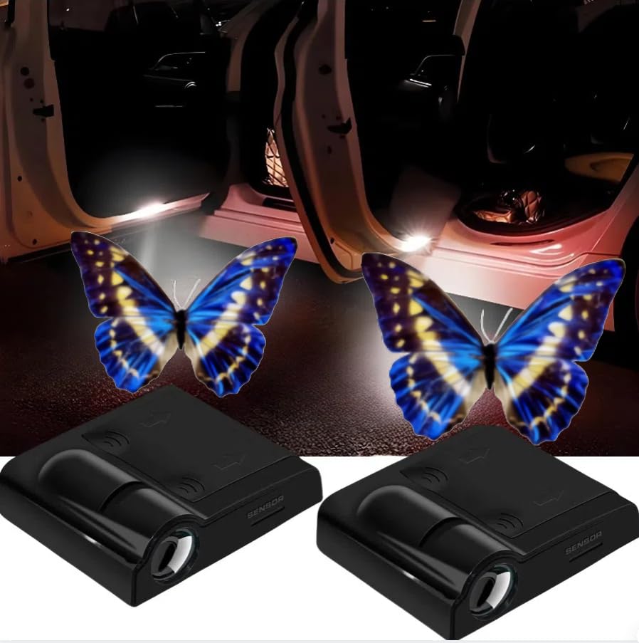 2Pcs 3D Car Door Step Led Welcome Logo Shadow Ghost Light Projector Lamps, No Drill Automotive Step Lights Door Courtesy Lights