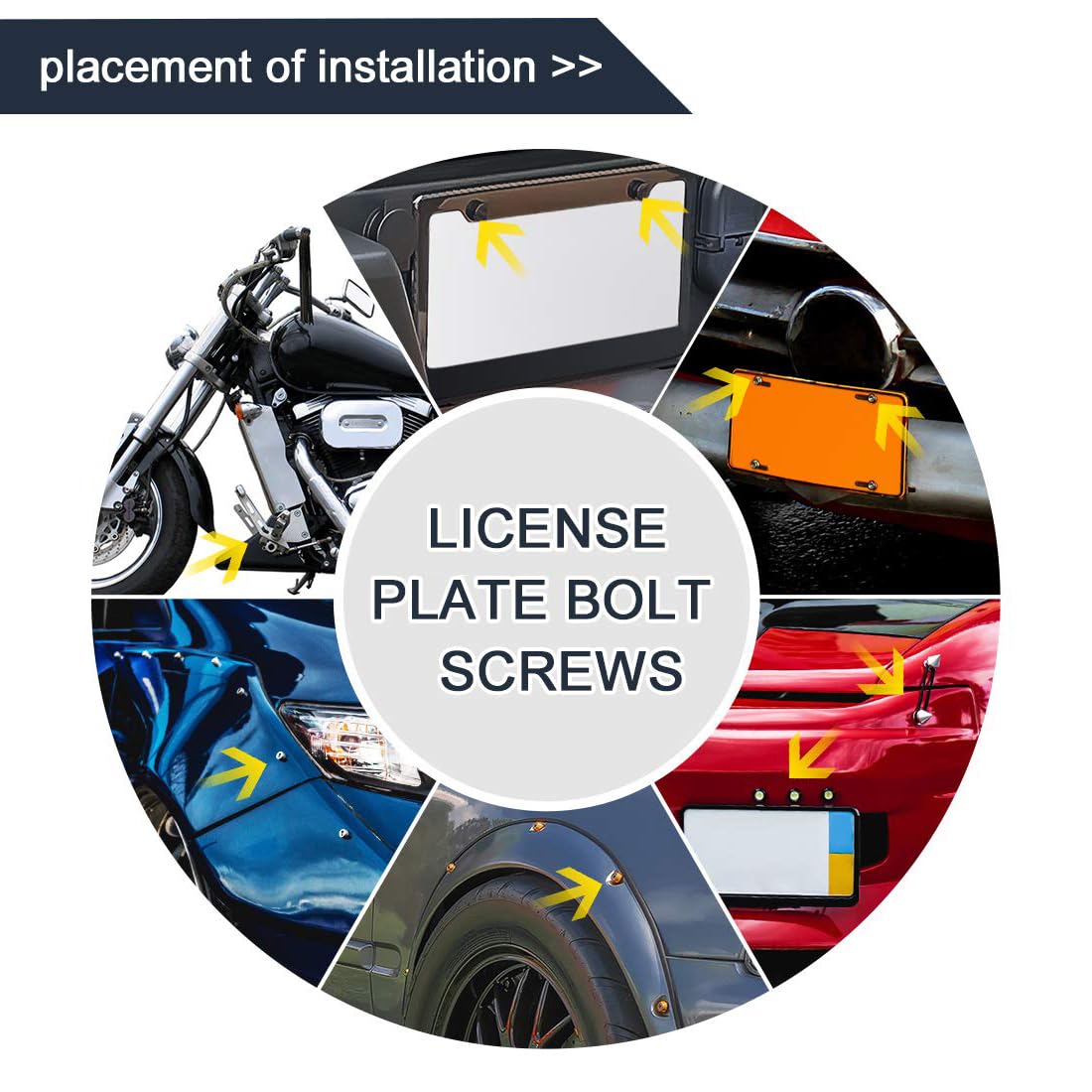 License Plate Star Shape Hex Bolt Screws Decoration Blue 8pcs 1996-2023