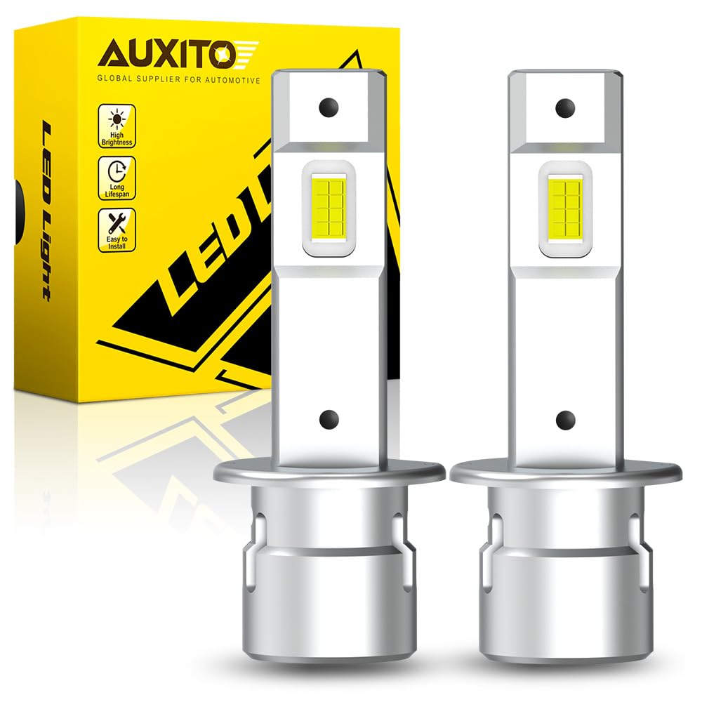 Auxito H1 Led Fog Light Bulb, 600% Brightness 6500K White, Csp Led Chips Fog Lamps Replacement, Play And Plug, Pack Of 2