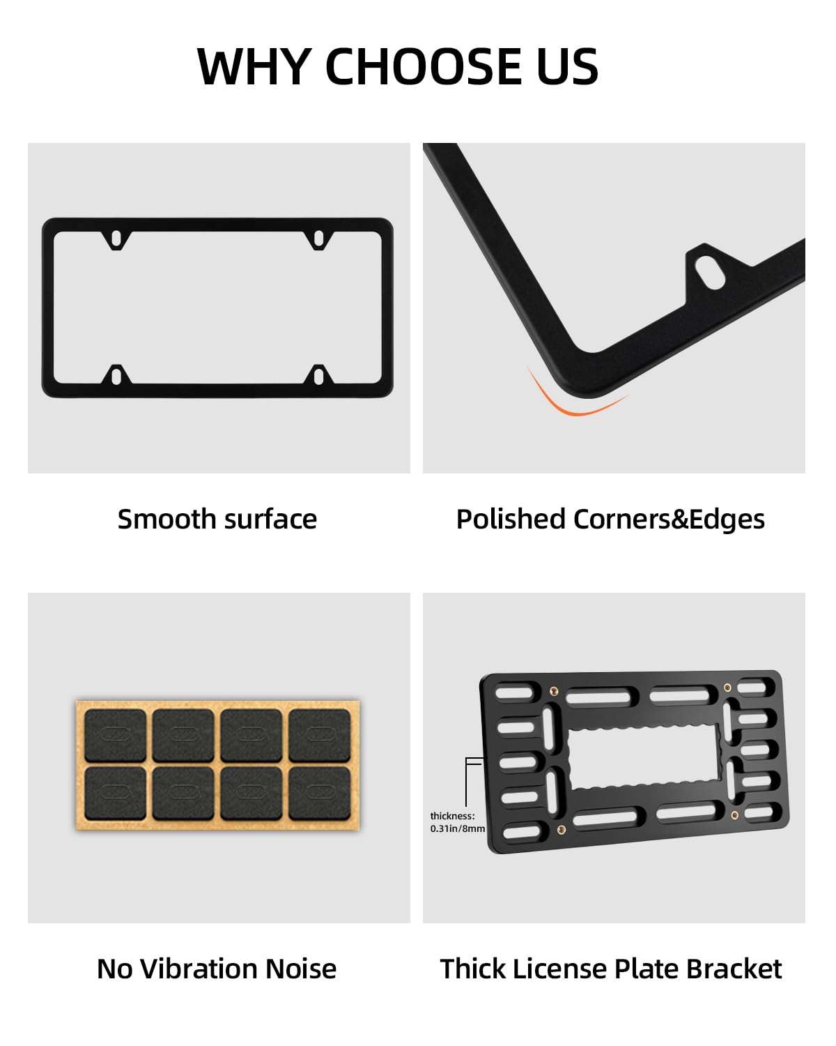 Xclpf Front License Plate Bracket,No Drill License Plate Holder,License Plate Mounting Kit,Universal Bumper Car Frame Mount Adap