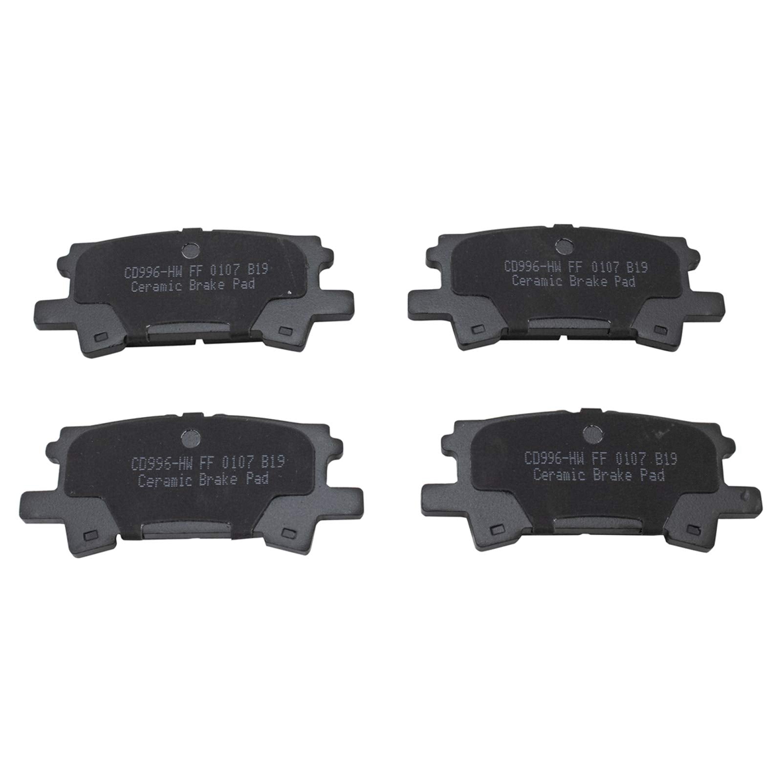 TRQ Rear Brake Pads Ceramic Compatible with 2004-2006 Lexus RX330 2007-2009 RX350 2006-2008 RX400h 2004-2007 Toyota Highlander