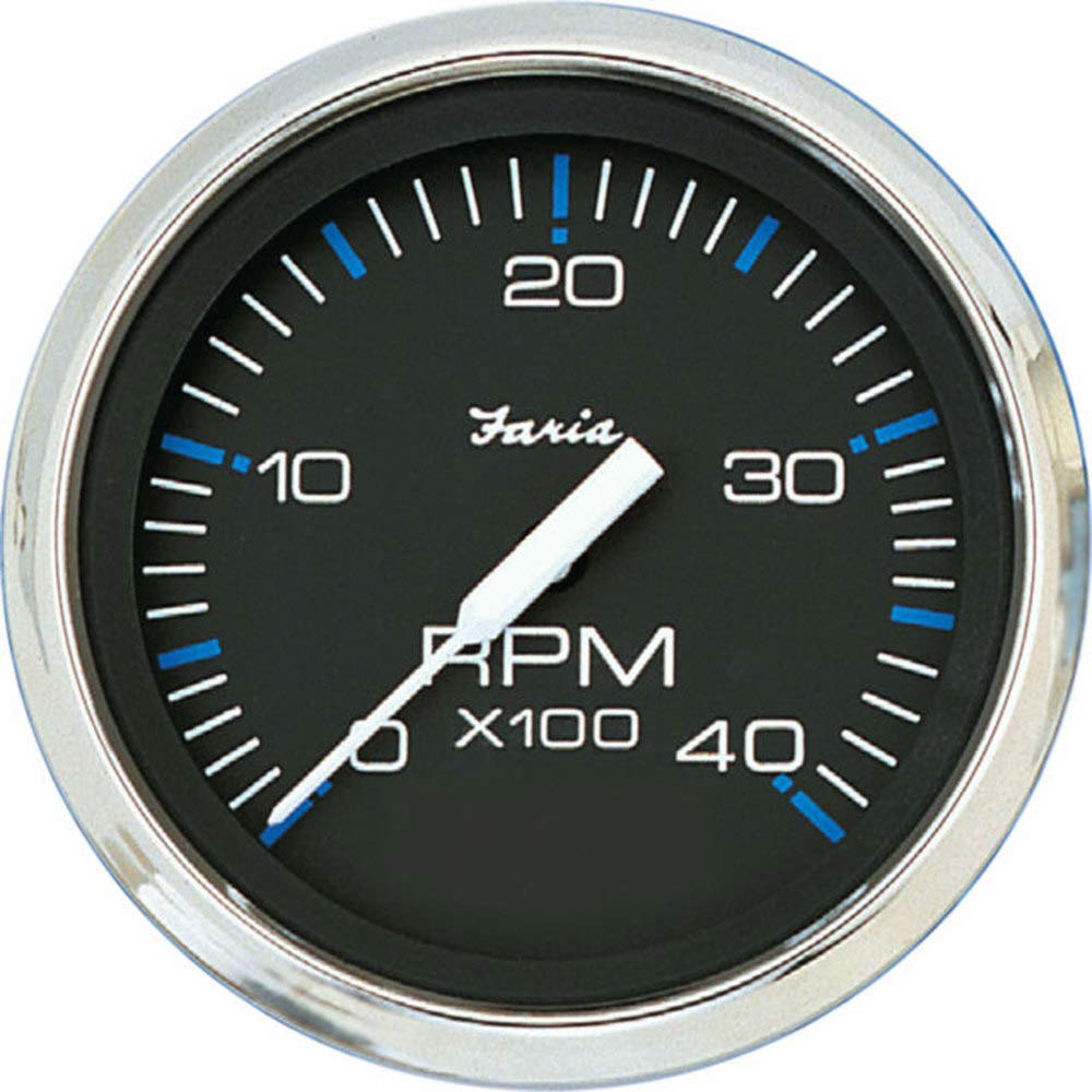 Faria Beede Instruments BEEDE 33742 Chesapeake Stainless Steel Tachometer (4000 RPM) Diesel - 4'', Black