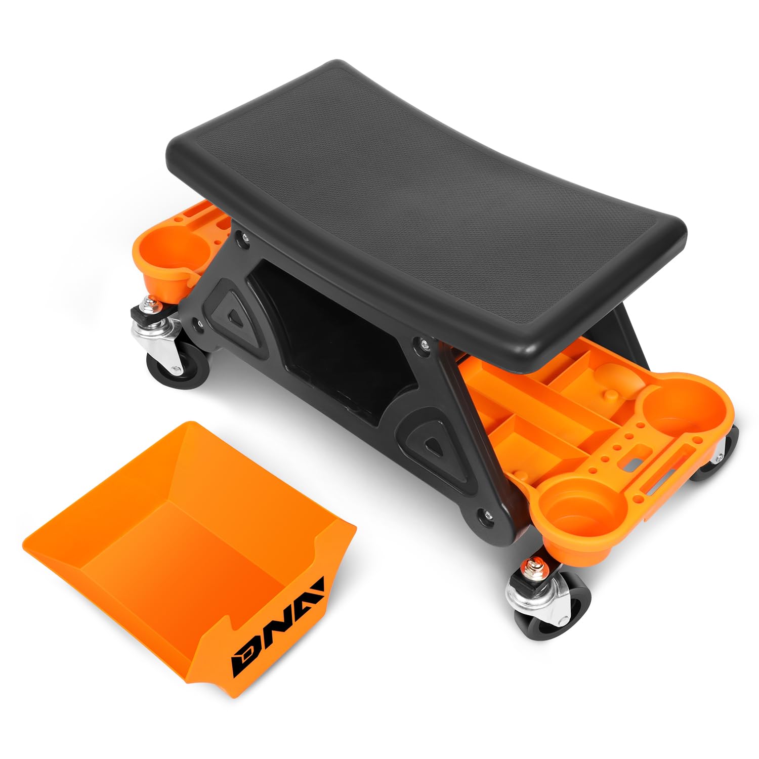 Dna Motoring Tools-00189 Mechanic Stool - 25-1/2'' X 13'' X 12'' (L X H X W), Rolling Work Seat W/Lockable Swivel Wheels And Sto