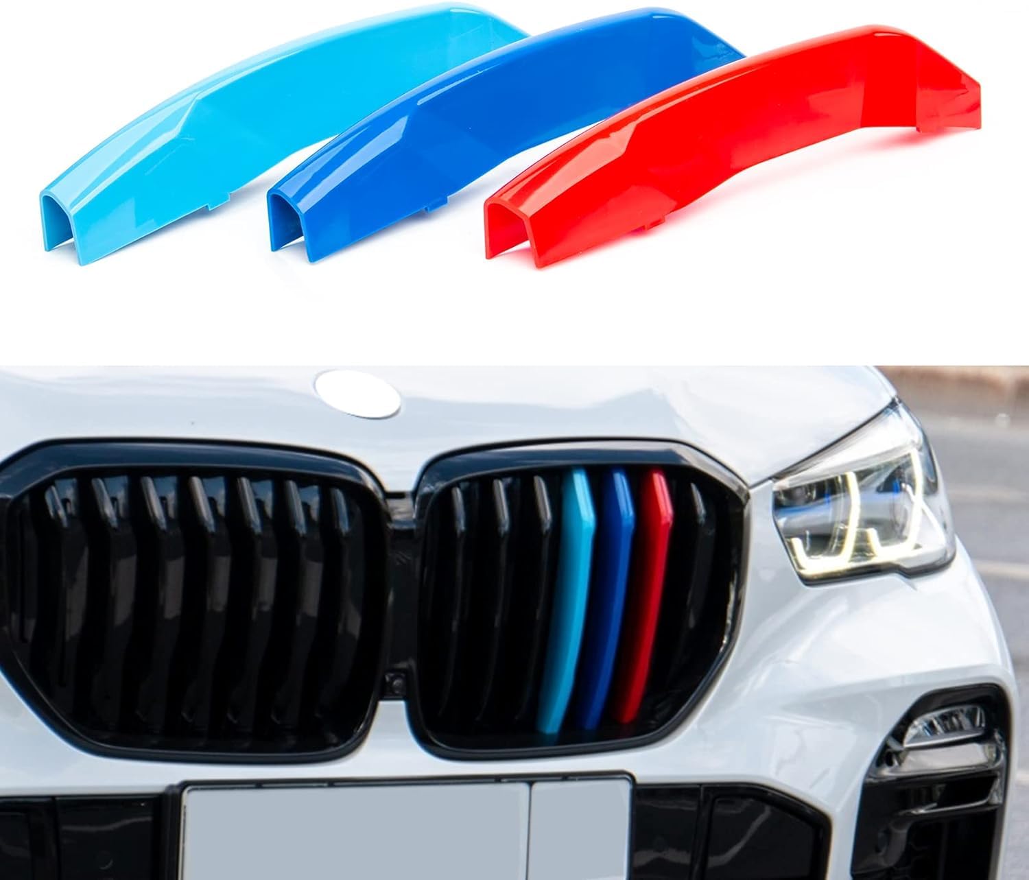 IIKSDII Front Grille Insert Trims Strips Grills For 2020 2021 2022 X1 F48 Exterior Decoration Accessories 3 PCS