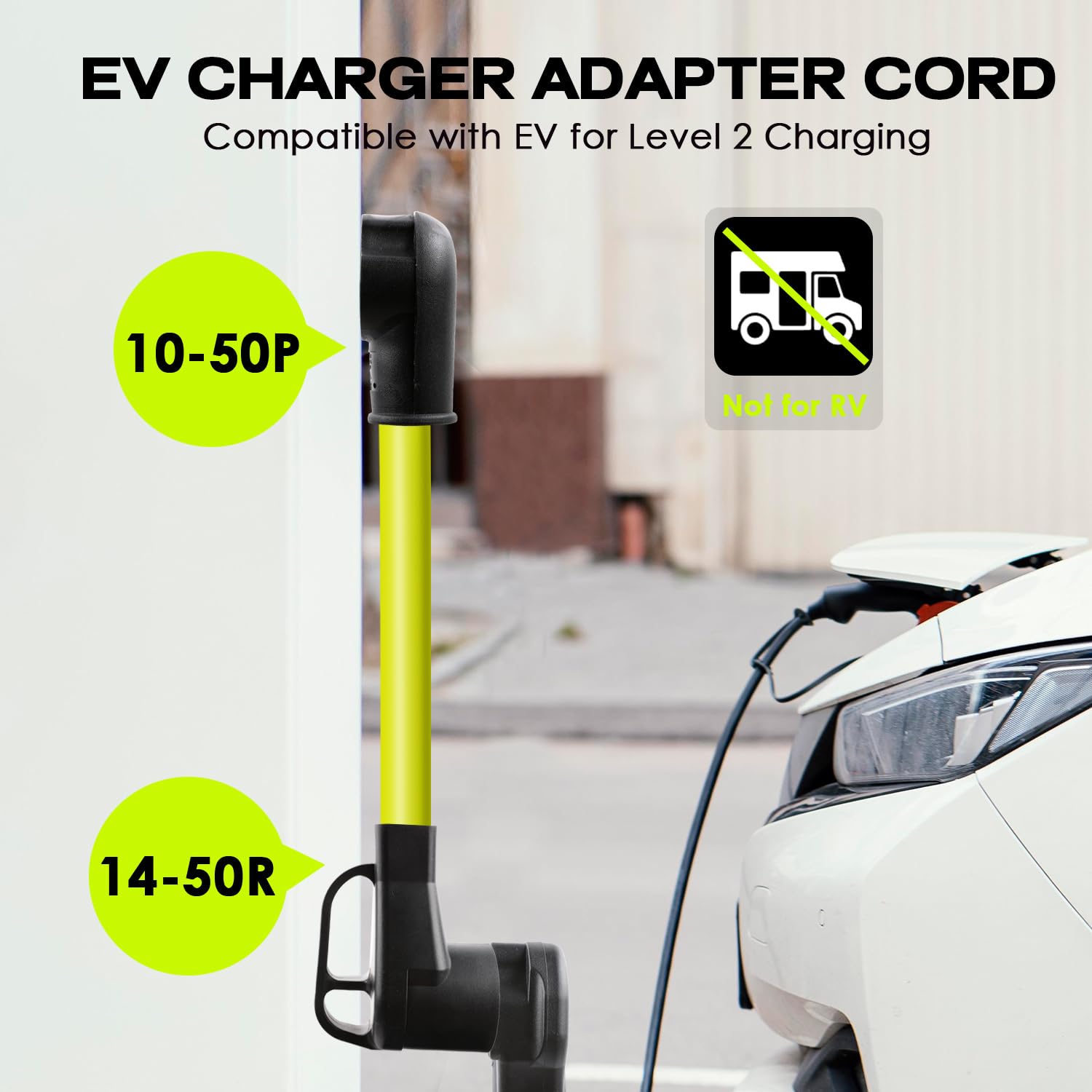 Campzlly Ev Charger Adapter Cord, Nema 10-50P To 14-50R Adapter, 50Amp Plug To 4 Prong Female, Compatible With Ev For Level 2 Ch