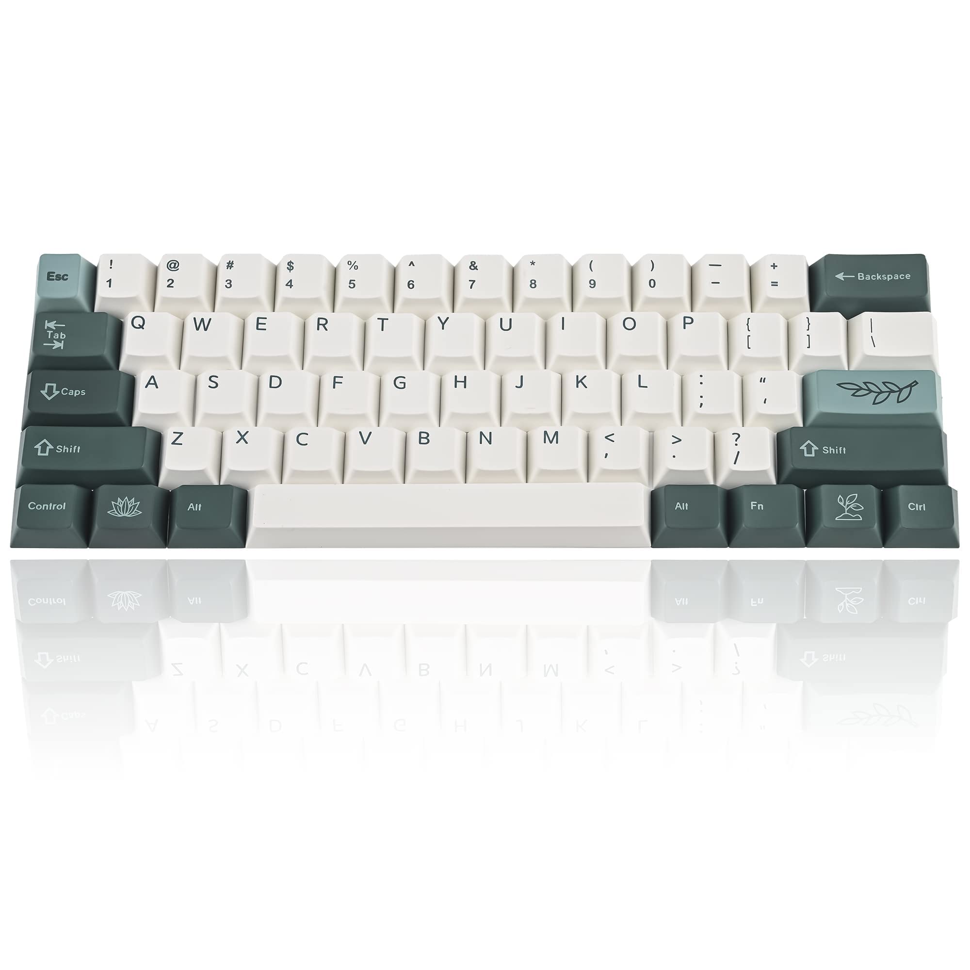 61-Key Pbt Cherry Profile Keycaps 60 Percent Dye-Sub With 6.25U Space Bar For Cherry Mx Switch For 60% Mechanical Gaming Keyboard, Only Keycaps (72-Key Botanical)