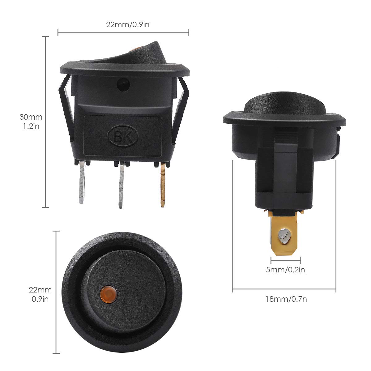 Autoec New 3Pc Car Truck Rocker Toggle Switch Yellow Light On-Off Control 12V