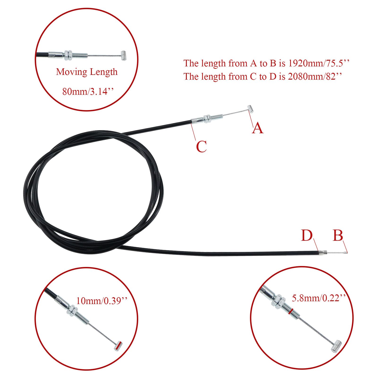 New Olym 82'' Throttle Cable Compatible Fit Hammerhead Mudhead 208R Twister Tomberlin Crossfire 150R American Sportswork 150Cc 2