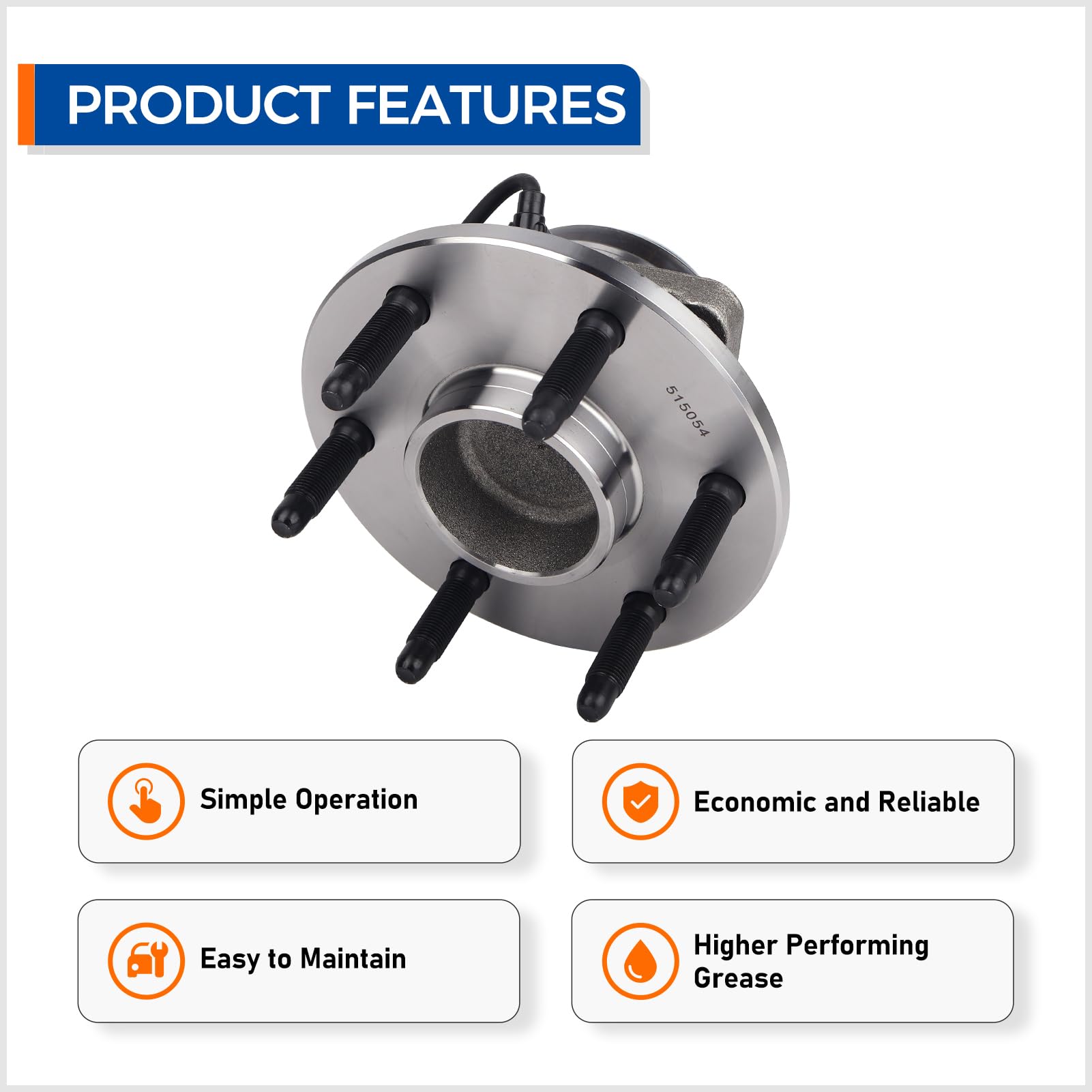 Macel 515054 (2Wd Only) Front Wheel Bearing Hub Assembly Compatible With 00-06 Chevy Tahoe, 99-06 Silverado 1500,00-06 Suburban 1500, Gmc Yukon, 99-06 Sierra 1500, 02-06 Cadillac Escalade 6Lugs W/Abs