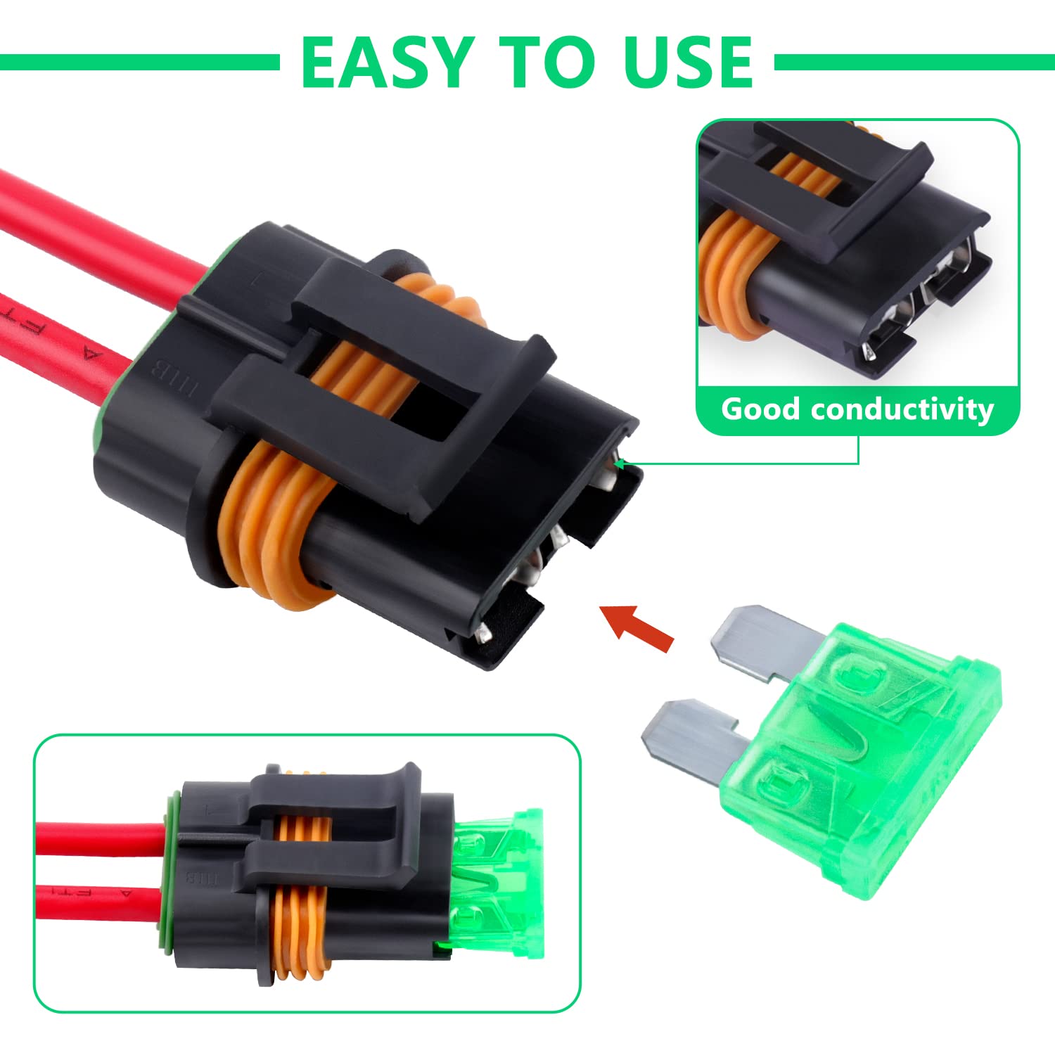 Newdeli Waterproof Inline Fuse Holder 12V With Cover 6 Pack - Automotive/Marine/Vehicle Weatherproof Ato/Atc Blade Fuse Holder 12Awg 30A Protecting Circuits And Electrical Equipment