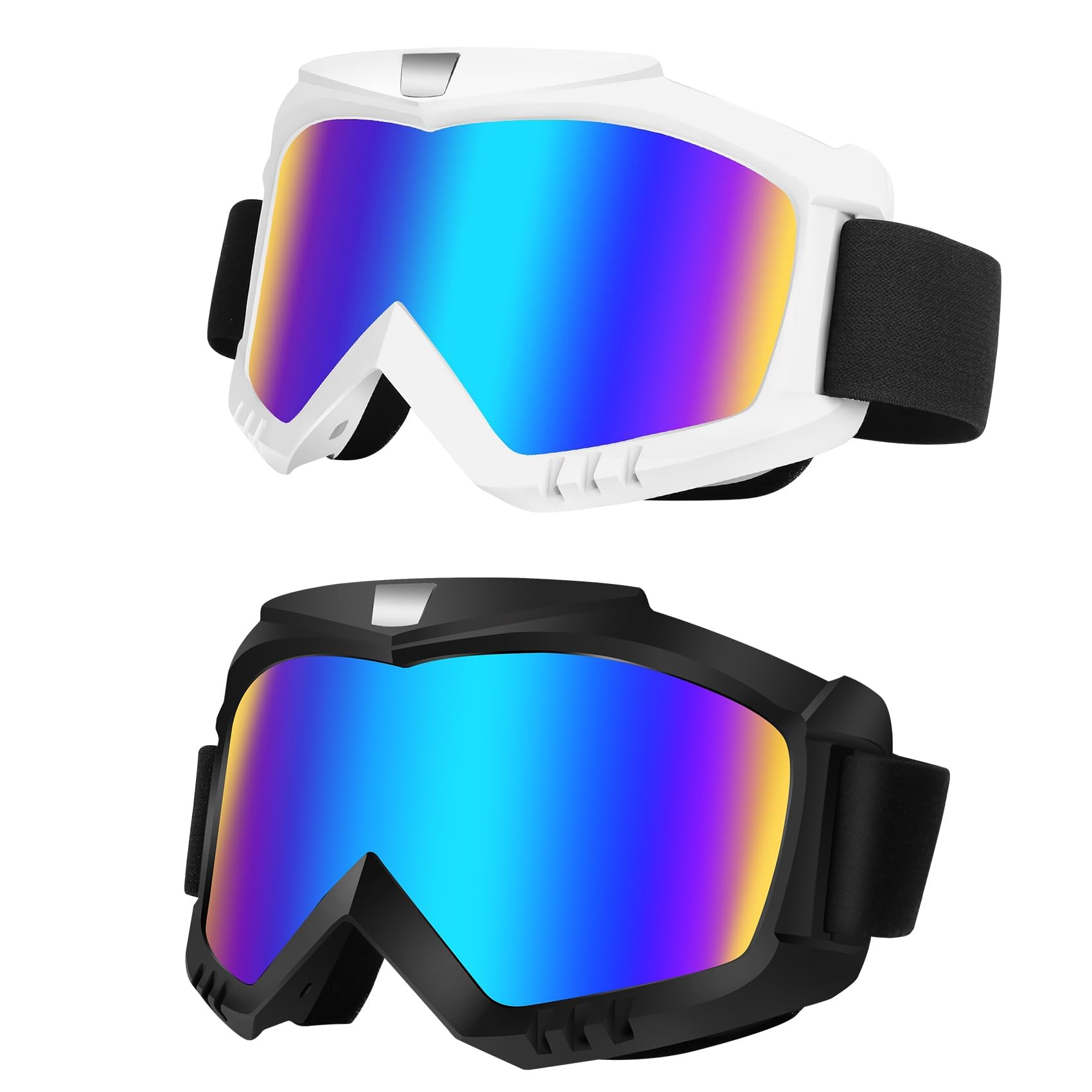 Lievermo Dirt Bike Goggles, Motorcycle Goggles, 2 Pack Atv Goggles, Riding Goggles, Ski Goggles, Windproof Glasses, Racing Helme