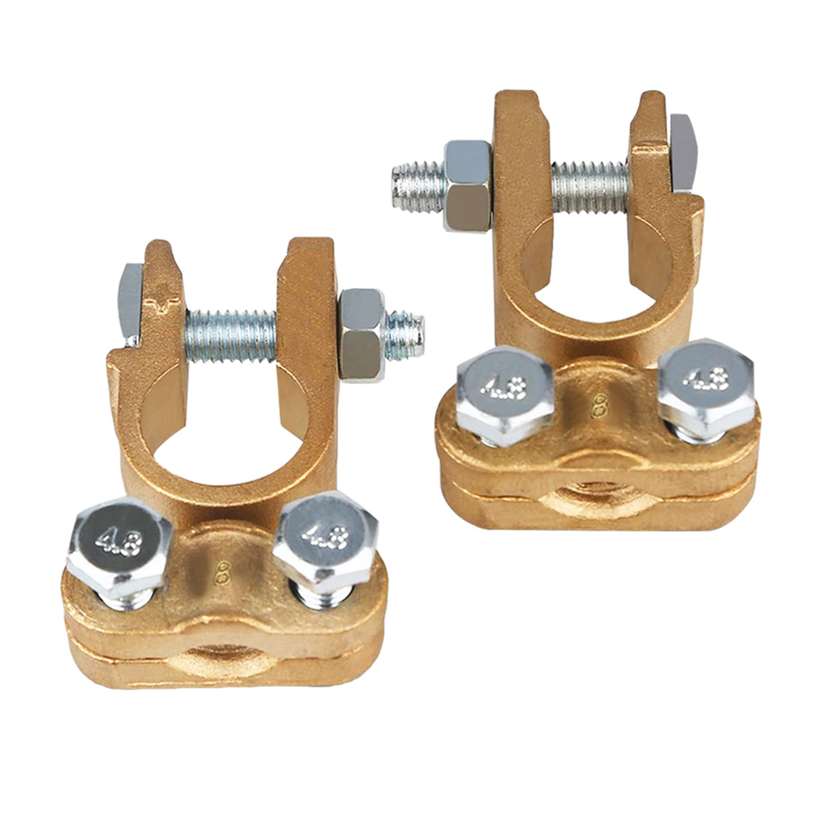 Ampper Brass Battery Terminals Connectors Clamps, Top Post Battery Terminal Protector Set for Marine Car Boat RV Vehicles (1 Pai