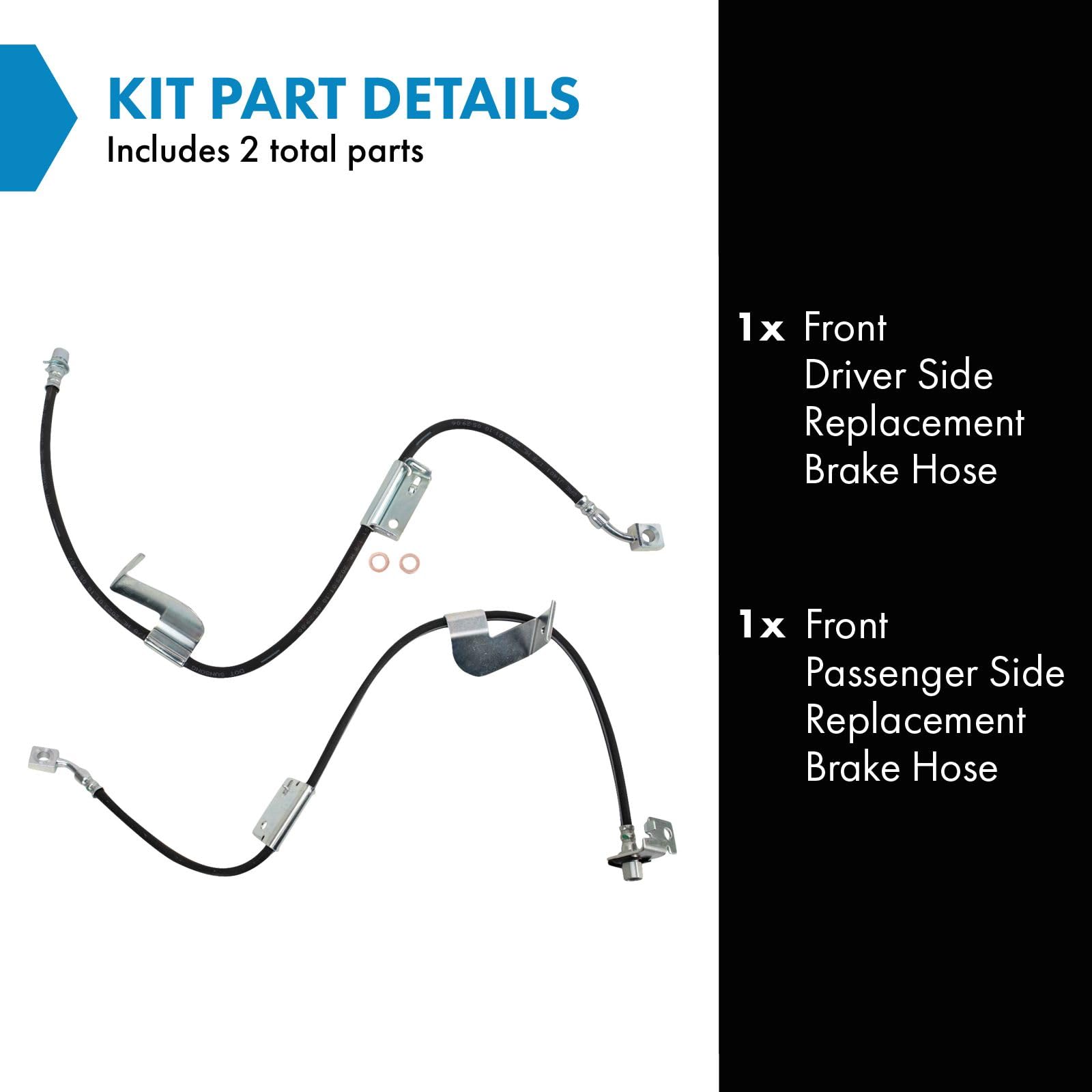 Trq Front Brake Hose Set Compatible With 2003-2017 Chevrolet Express 2500 Express 3500 2010-2016 Express 4500 Gmc Savana 2500 Sa