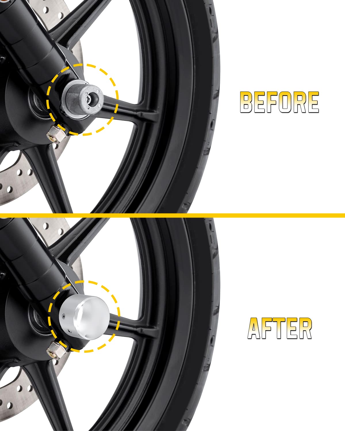 Anonemoto Chrome Front Axle Nut Covers, Front Axle Caps Compatible With Harley Davidson 2002-2024 Vrsc Softail Dyna Super Glide