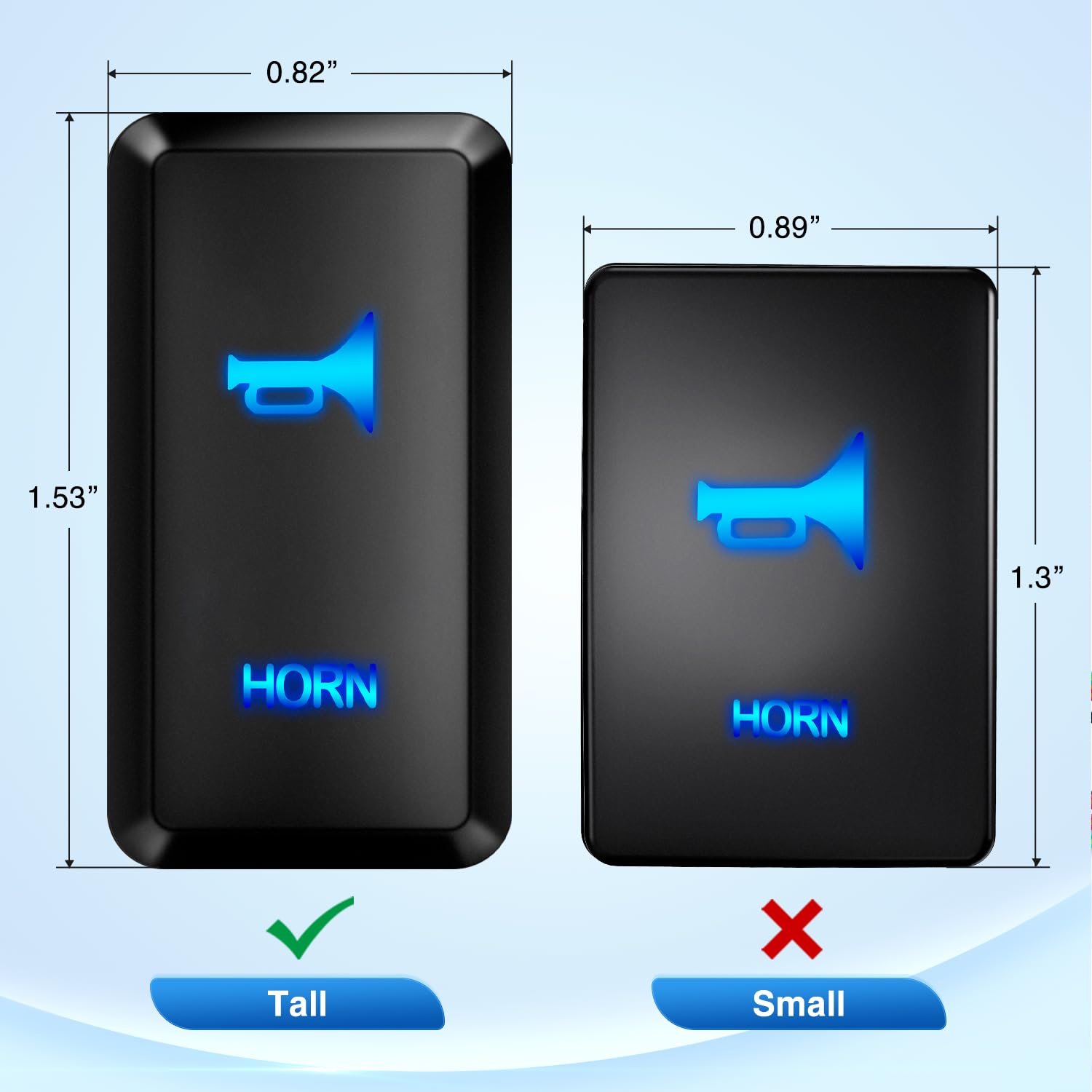 Nilight Horn Push Button Switch 12V (On) Off Momentary Switches With Connector Wire Kit 1.54'' X 0.83'' Replacement For Toyota F