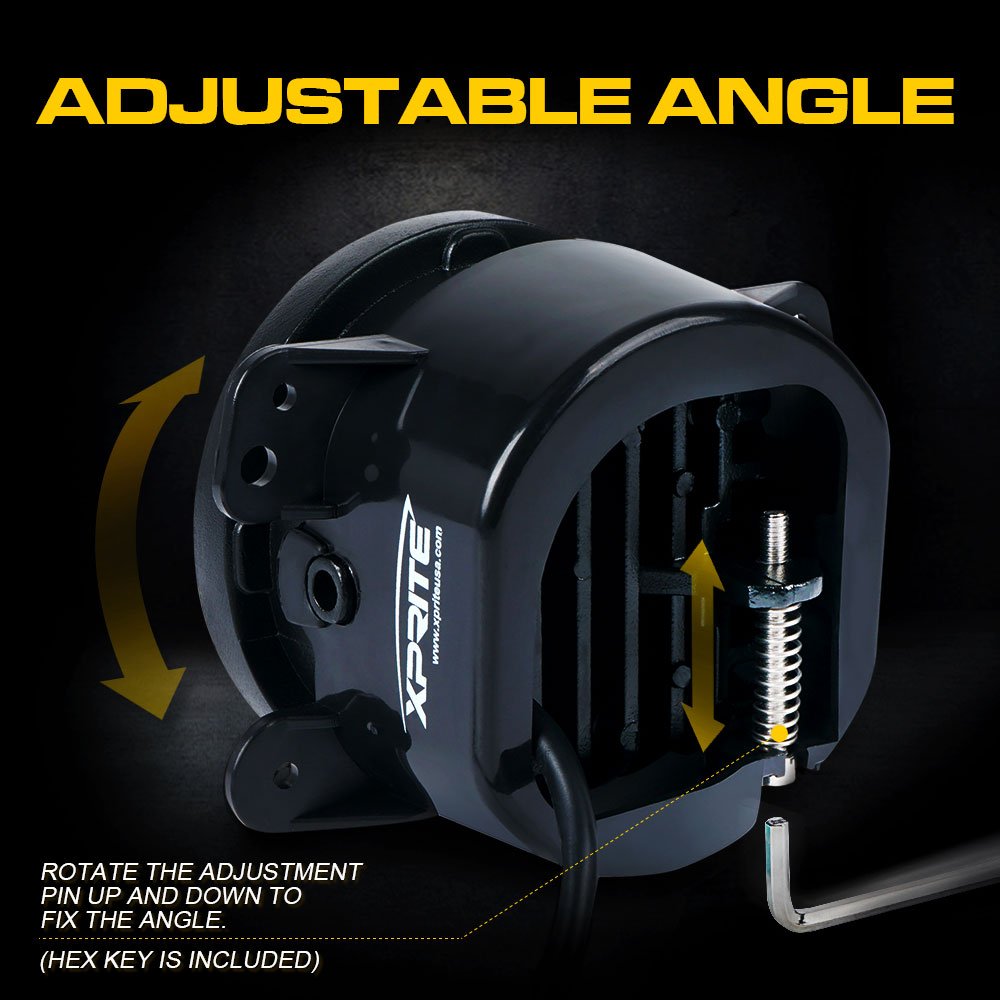 Xprite Fog Lights w/Red Halo Ring Angle Eye DRL, 4 Inch Foglights Compatible with 07-18 Jeep Wrangler JK, 60W LED Front Bumper Replacements 1 Pair, DOT Approved