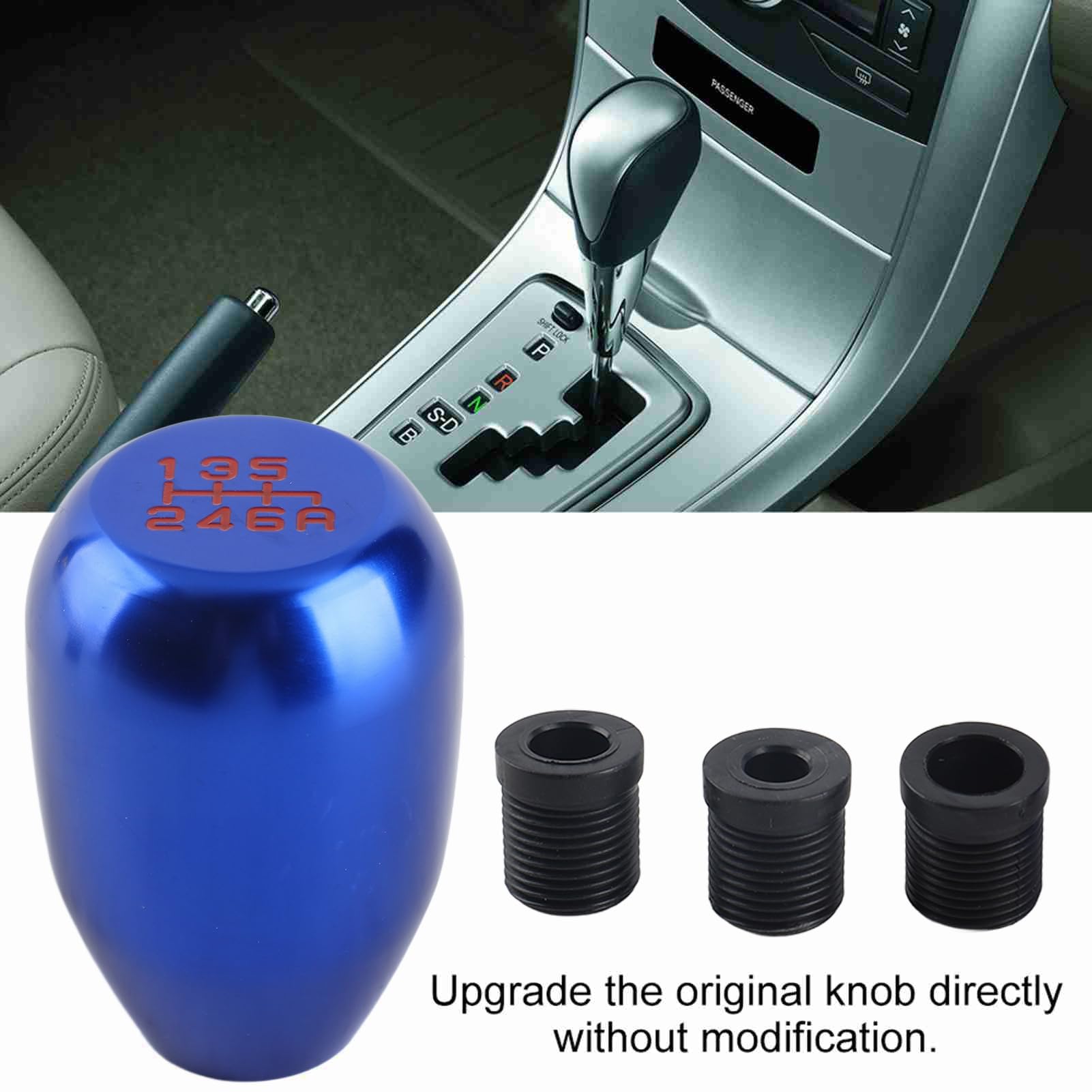 Aramox Gear Shift Knob, Car Universal Modification Manual Knob Gear Shift Head Shifter 6 Speed (Blue)