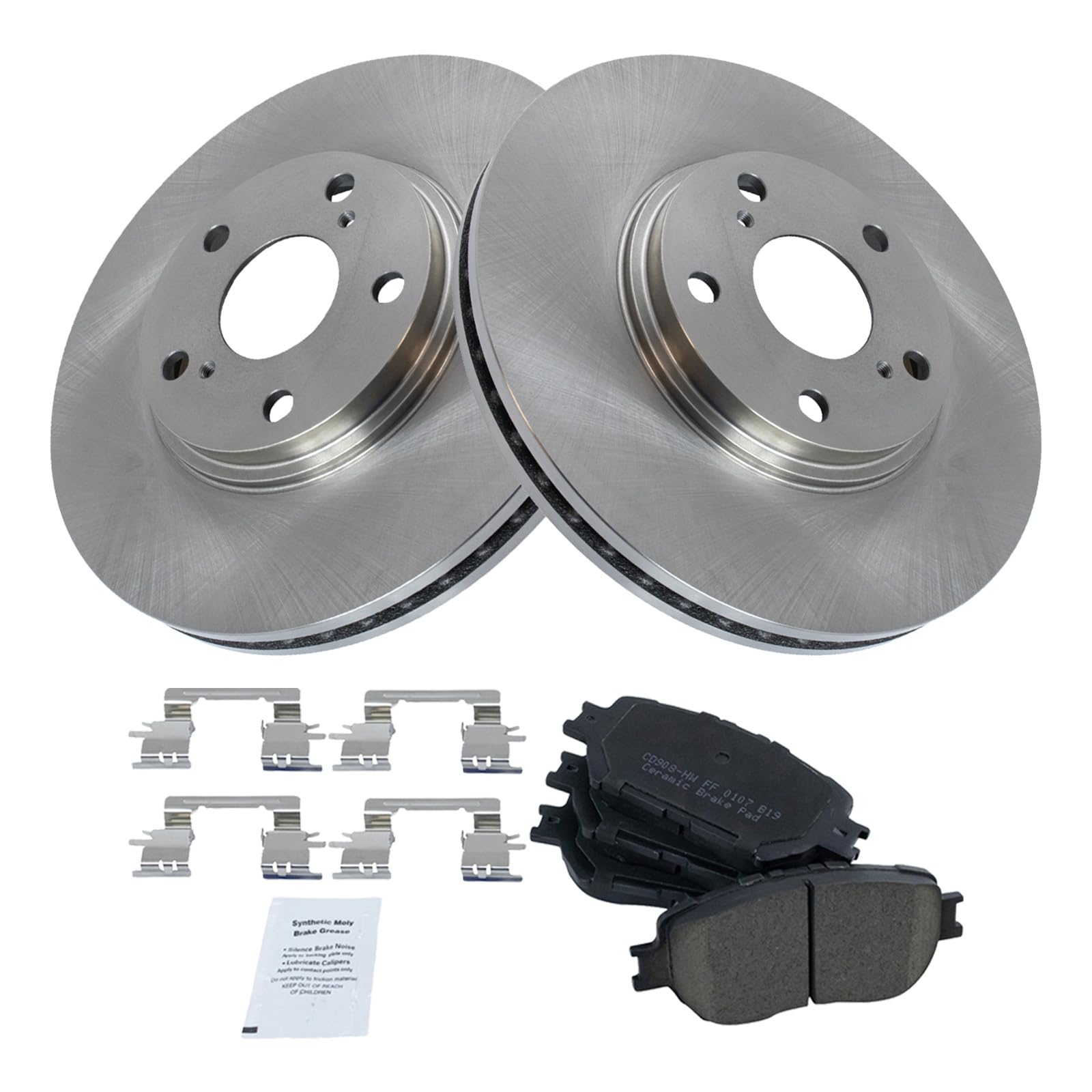 Trq Front Brake Pad & Rotor Kit Brake Pads Brake Rotor Ceramic Compatible With 2002-2004 Toyota Camry