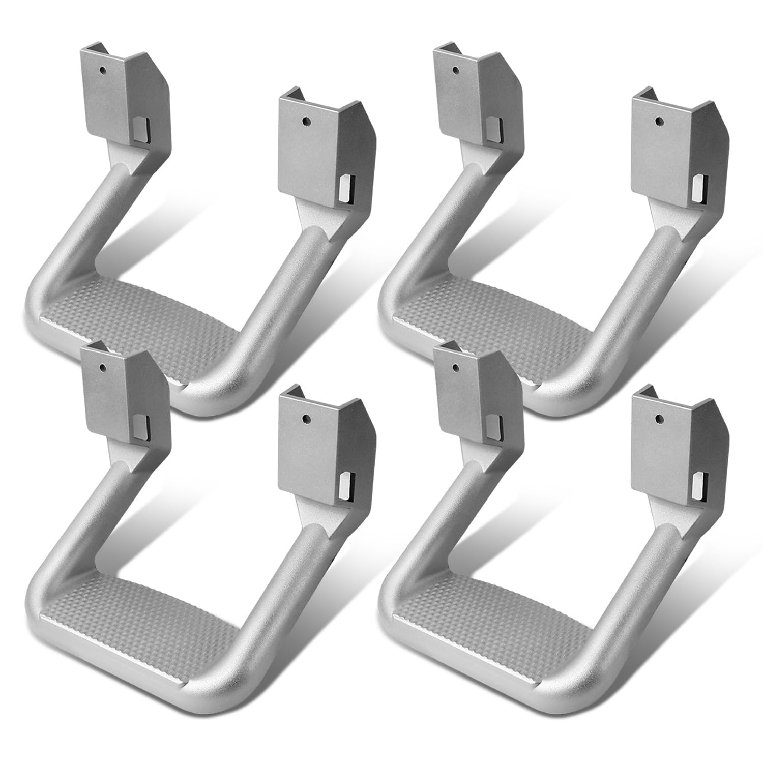 DNA MOTORING 2 Pair Aluminum Side Hoop Steps Universal Side Step Compatible with Chevy GMC Dodge Pickup Trucks SUVs, 11'' L x 6'