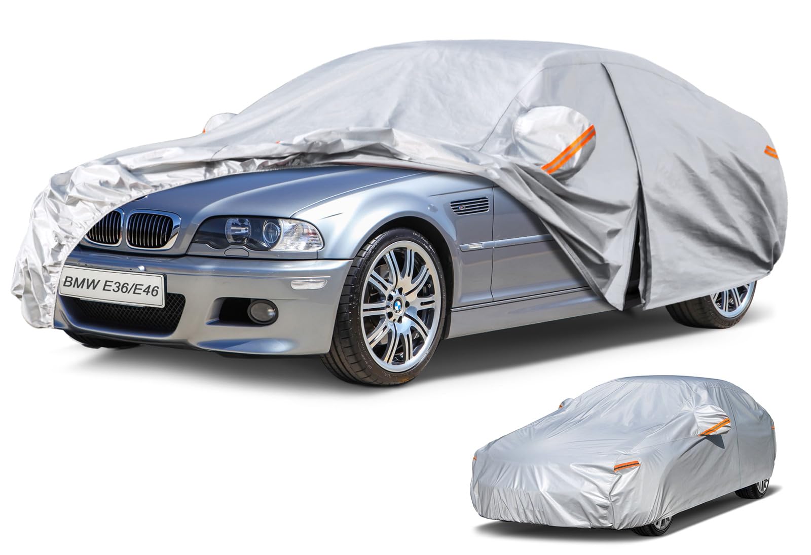Kayme 6 Layers Car Cover Waterproof All Weather, Outdoor Car Cover Uv Rain Sun Protection, Universal Fit For Bmw E46 E36 E30, Do