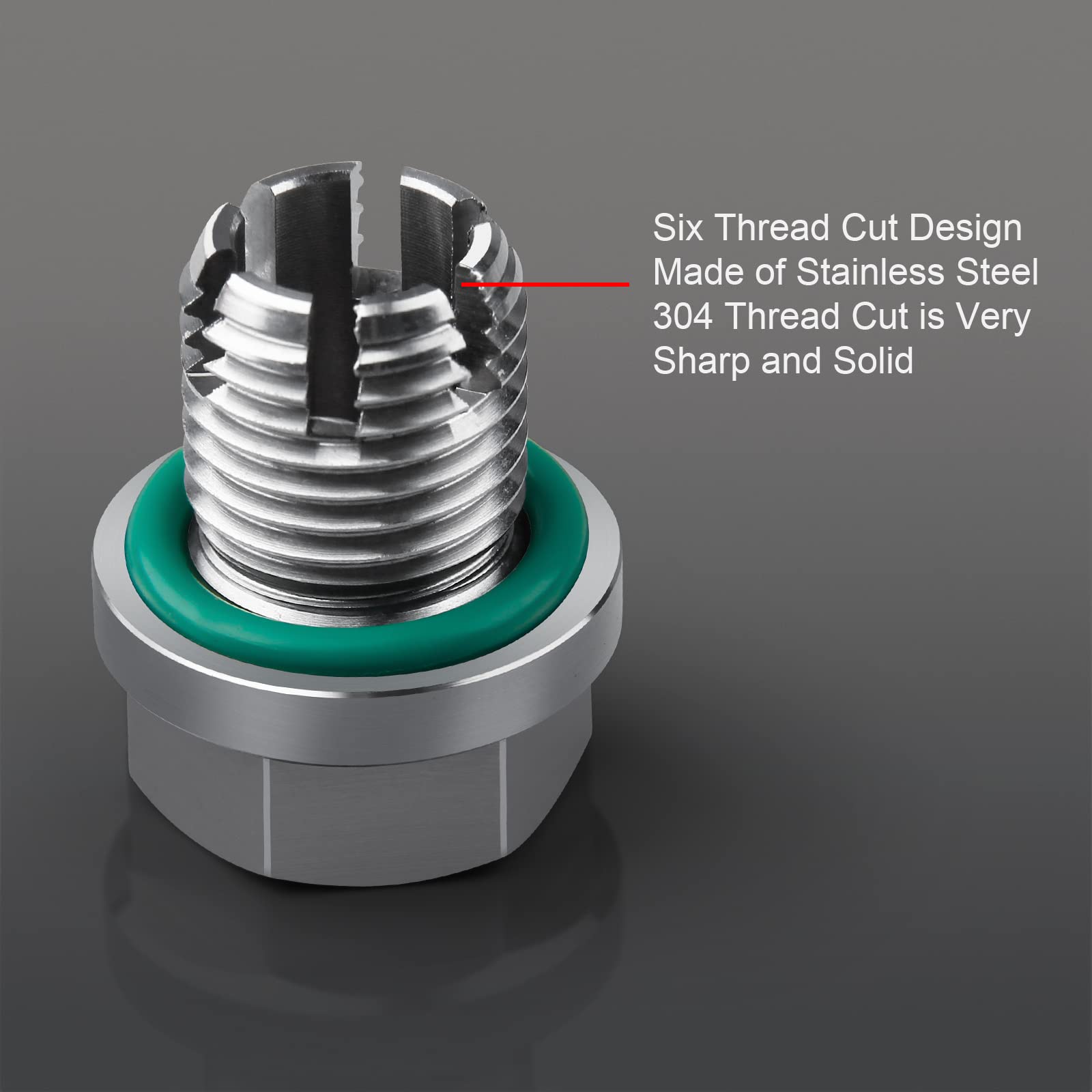 Deefill M14.1-1.5 X 15Mm Oversize Piggyback Oil Drain Plug, Stainless Steel Self Tapping Oil Pan Thread Repair Kit