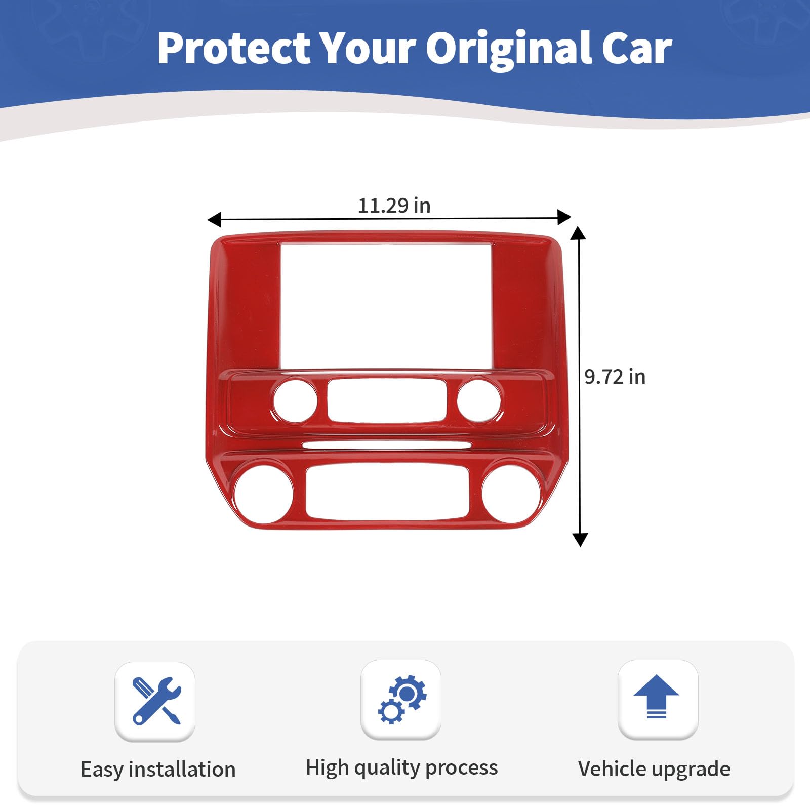 Rt-Tcz For Chevy Silverado Center Dashboard Navigation Panel Trim Cover Red For Chevrolet Silverado Gmc Sierra 2014-2018 Red Int