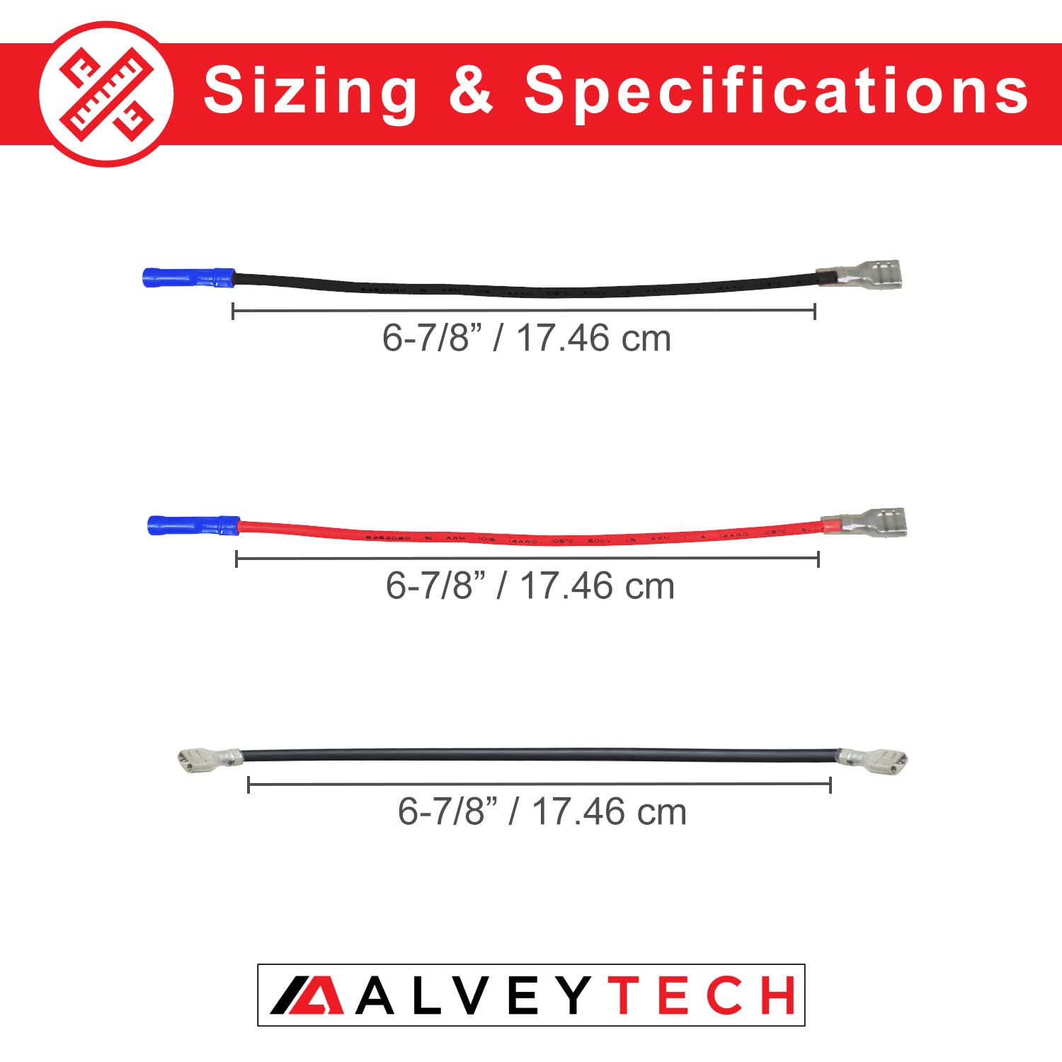Alveytech 24 Volt Universal Battery Wiring Harness Kit - Replacement 14Awg 600V Cable For Electric Scooters, Mini Dirt Bikes, Ki