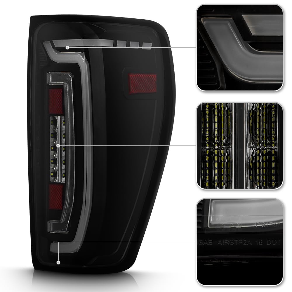 KEEKPO Full LED Tail Lights for 2019-2023 GMC Sierra 1500 - Black Smoked with SwitchBack Turn Signal