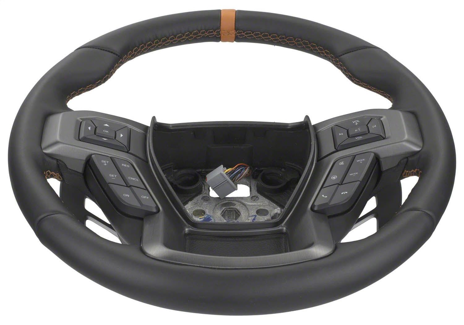 Ford Performance Parts M-3600-F15ROR Steering Wheel Kit; Raptor Style; Black Leather w/Orange Stitching/Orange Sightline; Incl.