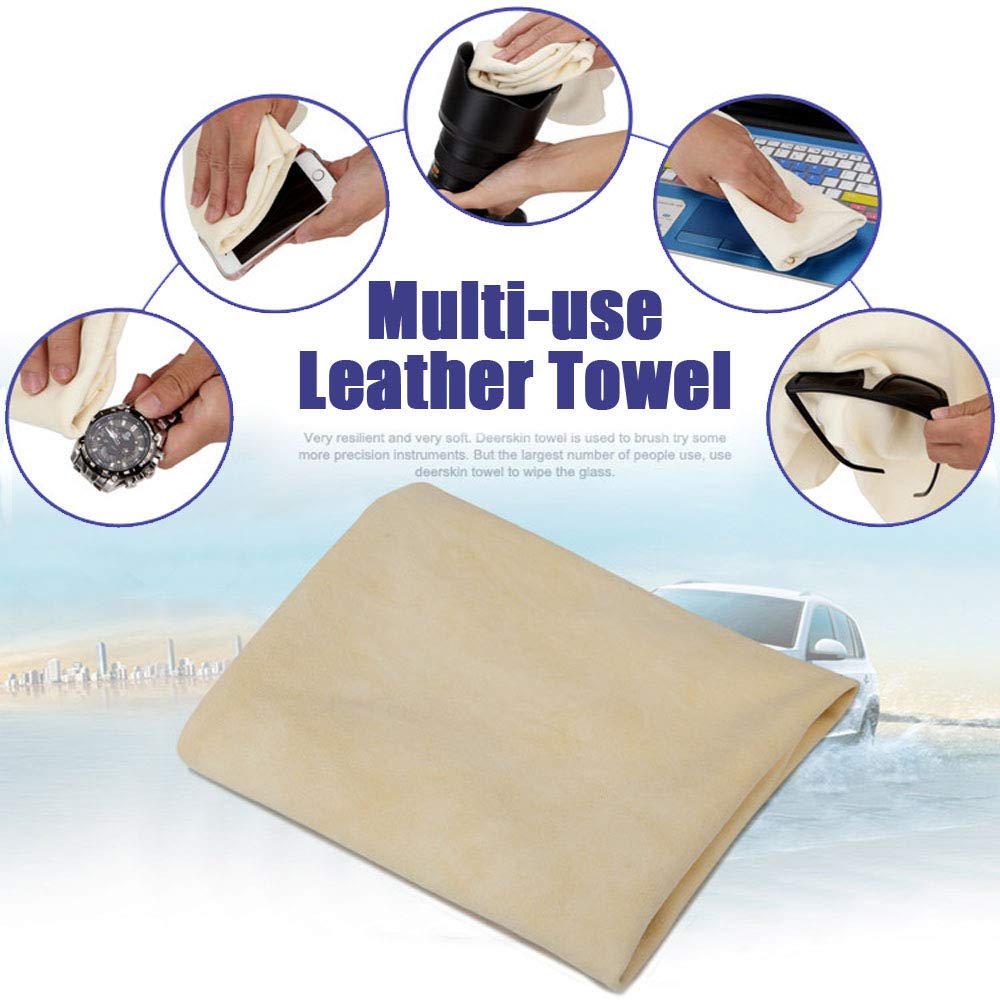 Chamois Cloth For Car - 35'' X 23.6'' (5.7 Sq Ft) - Extra Large Drying Towel Natural Shammy Towel Real Leather Washing Cloth Cleaning Towel Car Wipes
