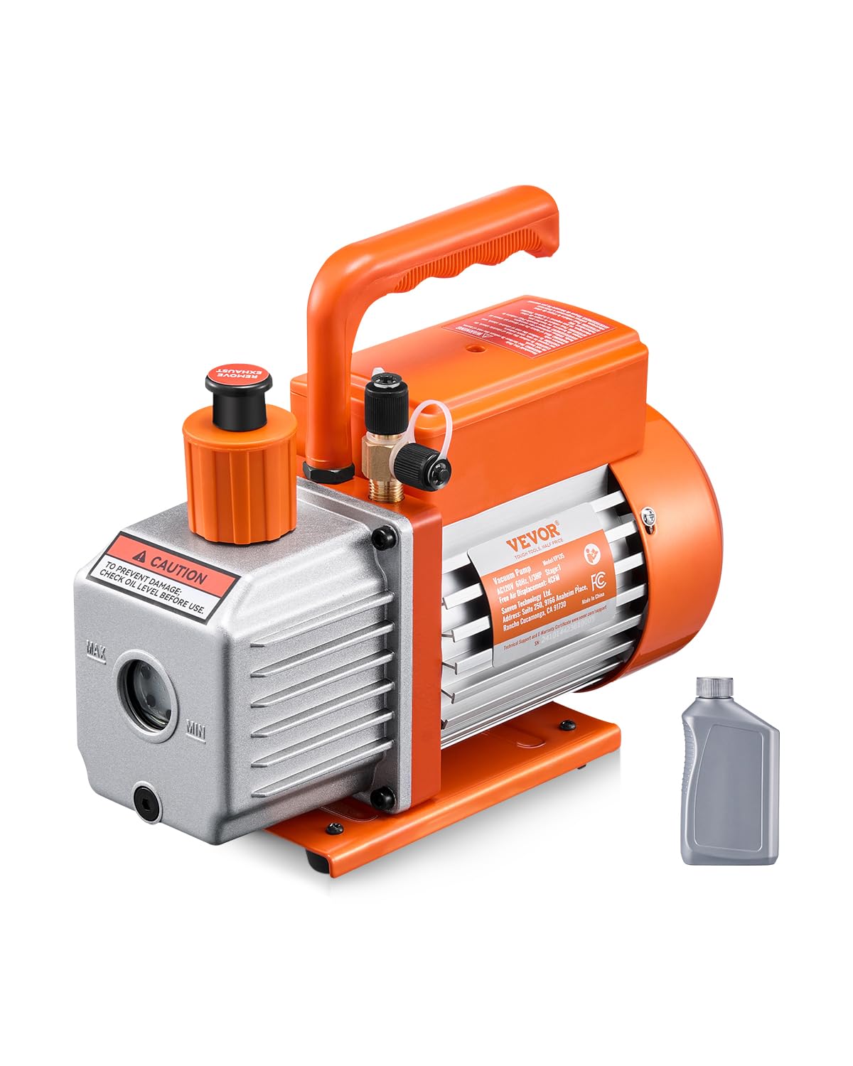 VEVOR Vacuum Pump, 4 CFM, HVAC Single Stage Rotary Vane Vacuum Pump, for R134a R22 R410a Systems, Auto AC Vacuum Pump Kit with O