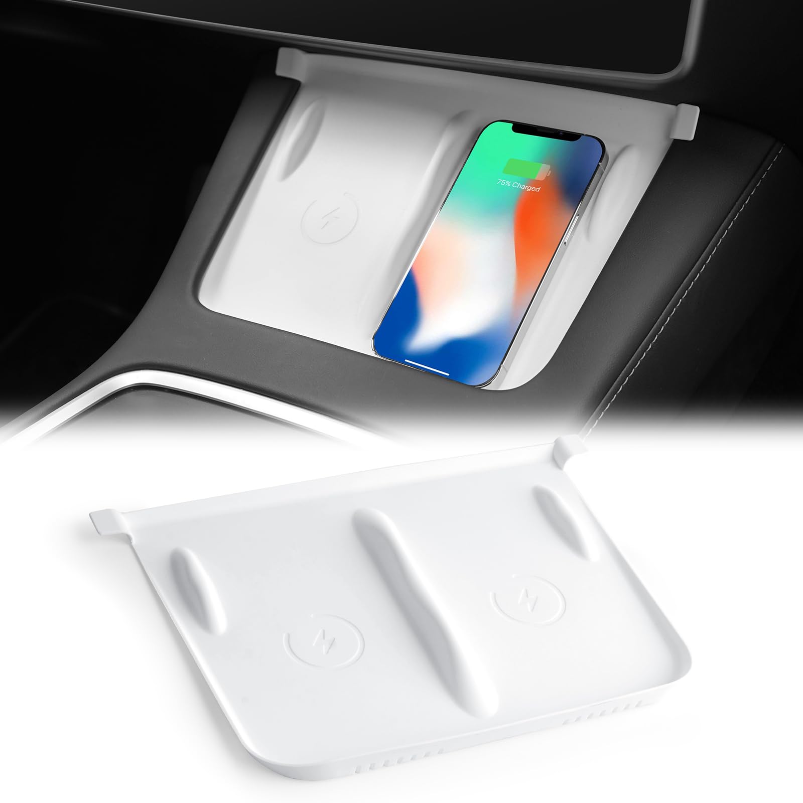 Onkentet Center Console Wireless Charging Silicone Mat Compatible With Tesla Model 3 Model Y 2023 2022 2021 Accessories Waterpro