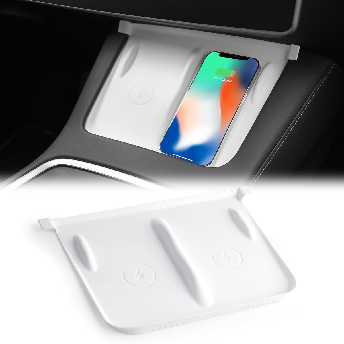 Onkentet Center Console Wireless Charging Silicone Mat Compatible With Tesla Model 3 Model Y 2023 2022 2021 Accessories Waterpro