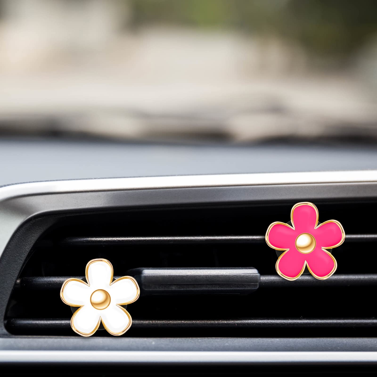 Frienda 6 Pcs Daisy Flower Air Vent Clip Accessories Air Conditioning Outlet Clip Car Air Freshener Dashboard Accessories Charm
