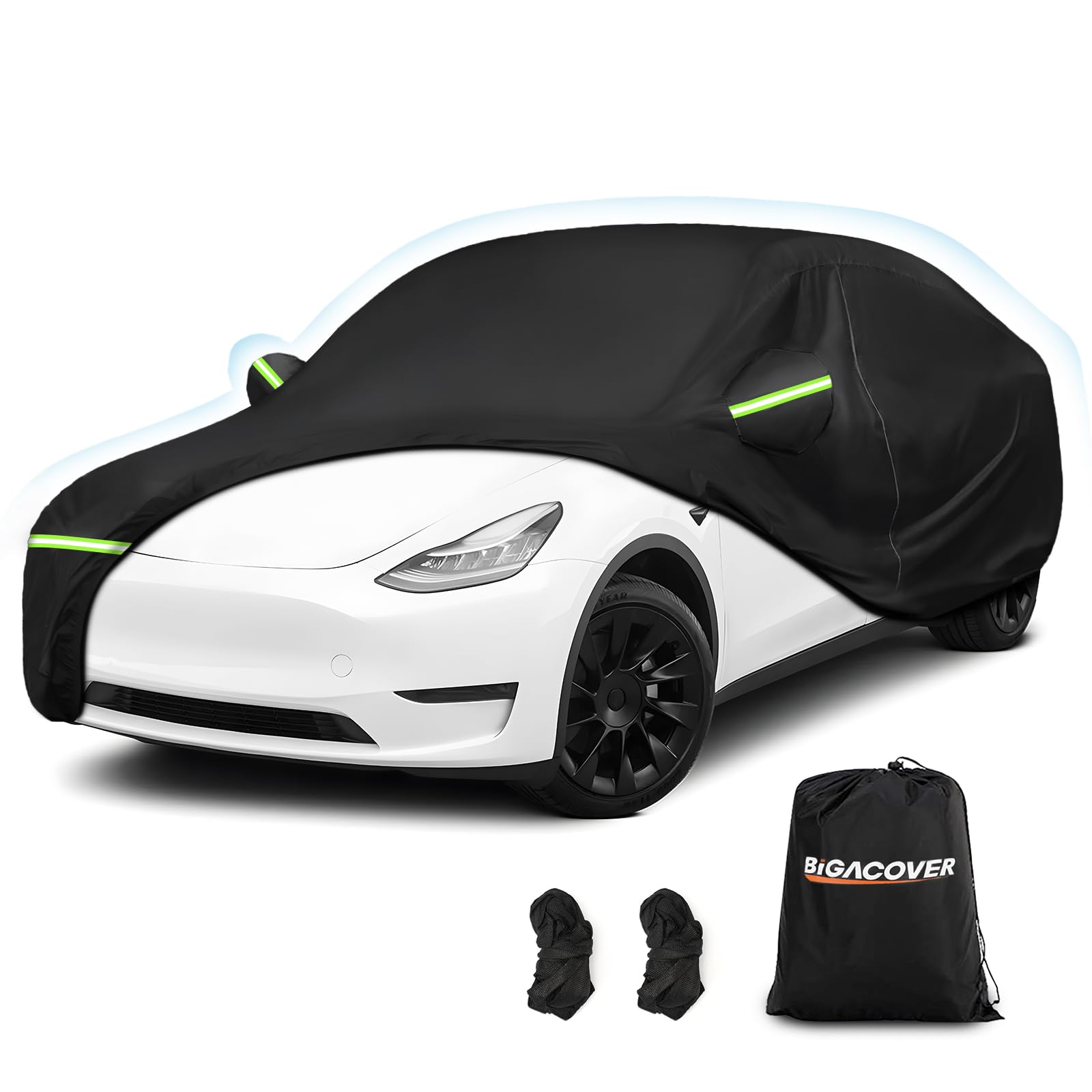 Custom Fit For Tesla Model Y Car Cover - Waterproof, All Weather, Heavy Duty Protection, Hail & Windproof, Long Lifetime, With C