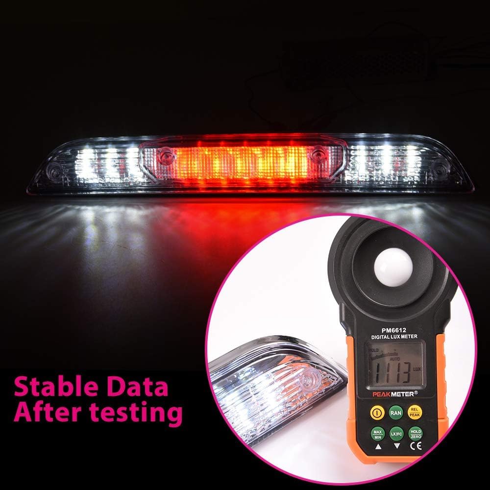 Cheda Third 3D Brake Lights, Compatible With Ford F150 2015 2016 2017 2018 2019, Chrome Lens Clear Housing Led Bar Tail Cargo La