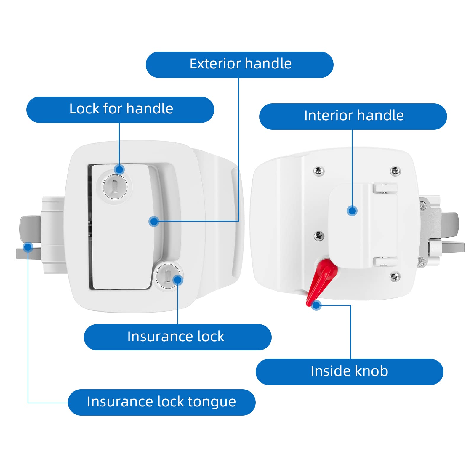 BEBOBLY RV Door Lock Replacement, Upgraded RV Entry Door Lock with Paddle Deadbolt & 4 Keys, 100% Zinc Alloy Metal Camper Door L