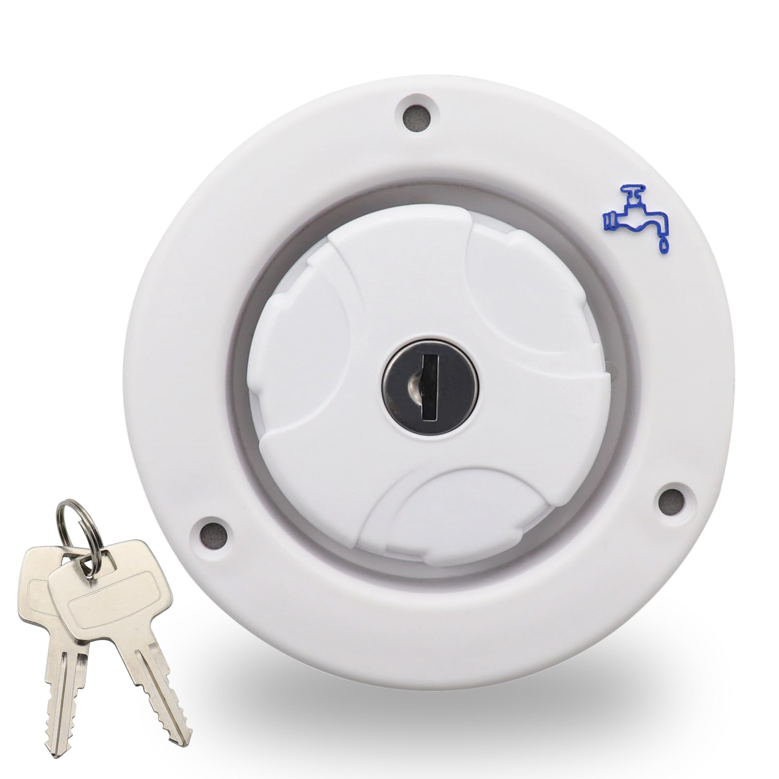 Ambuker RV Fresh Water Inlet Lockable Plastic Gravity Inlet Filler Cap with Spring and Seal Leak proof Fill Hatch Replacement Ki