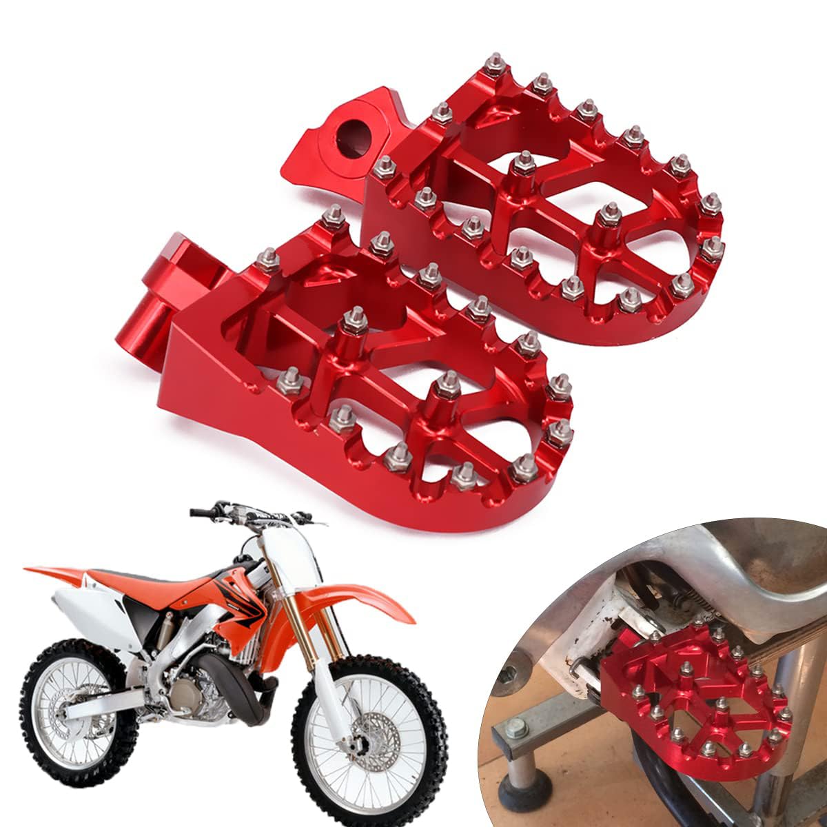Anxin Foot Pegs Footpegs Footrest Foot Pedals Rests Cnc For Cr125 95-99 Cr250R 95-99 Cr500R 95-01 Motorcycle Red
