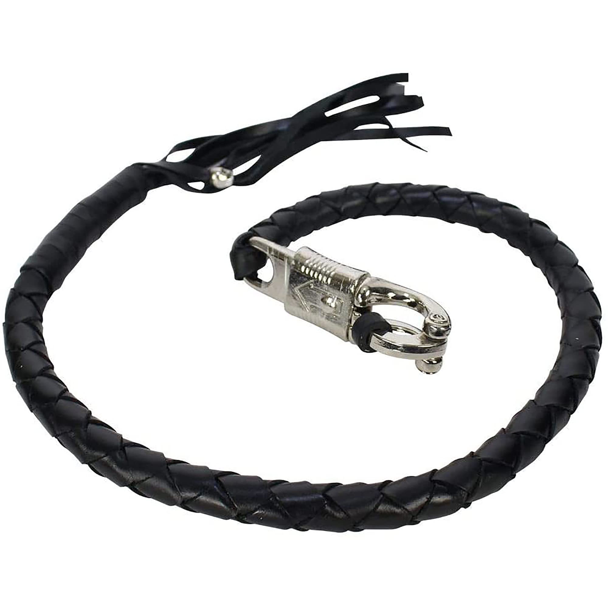 Dream Apparel 36' Leather Motorcycle Get Back Whip For Handlebar Fringed Biker Whip, Black