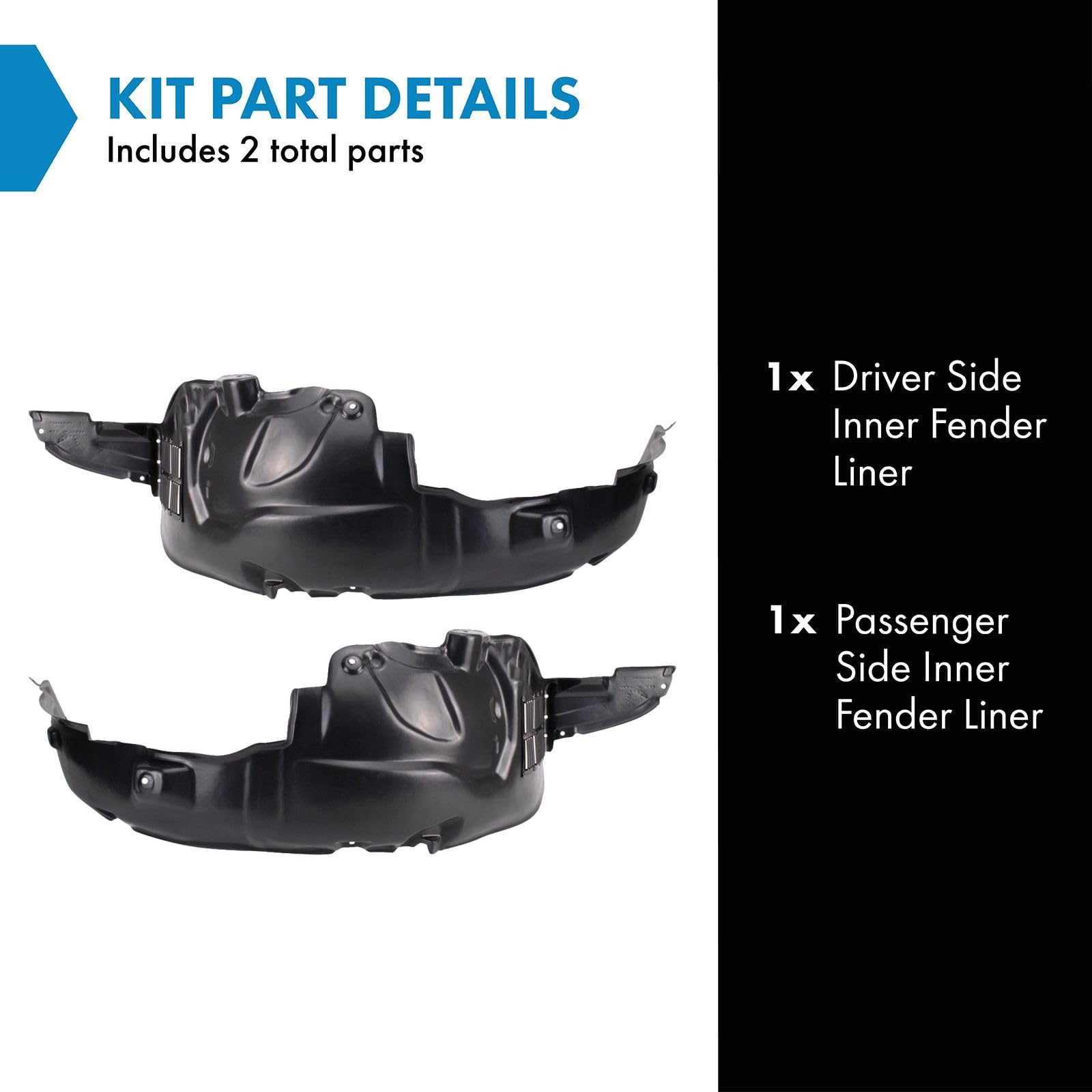 Trq Inner Fender Liner Set Compatible With 2006-2008 Kia Optima Ki1248105 Ki1249105