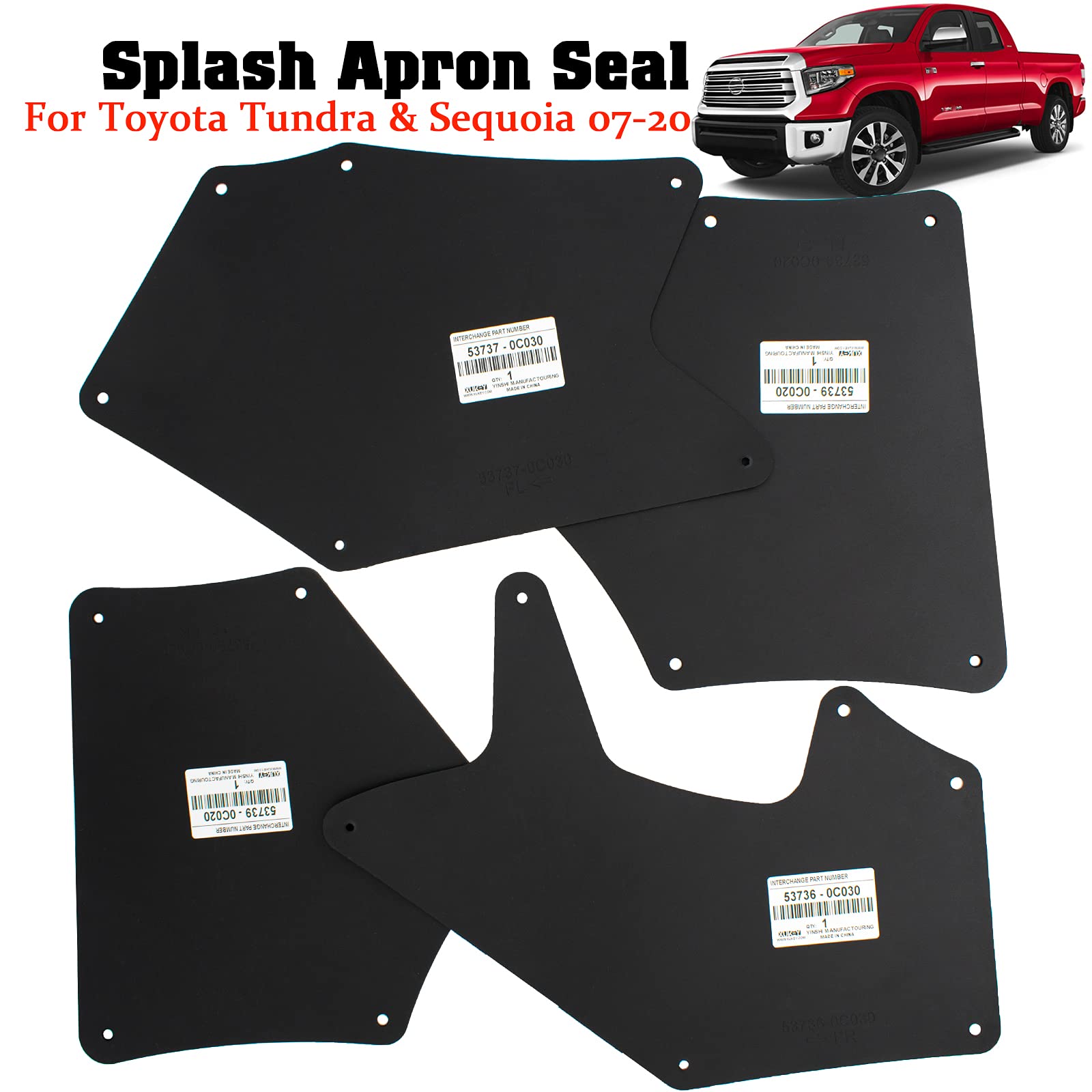 Splash Guards For Toyota Tundra Xk50 Sequoia Xk60 2007-2020 Mud Flaps Mudflaps Mudguards Oe# 53737-0C030 53736-0C030 53739-0C020