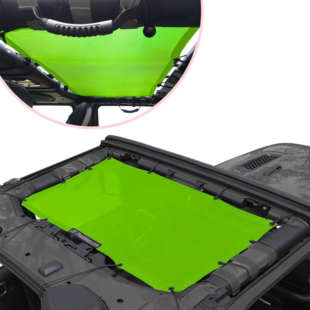 Shadeidea Sun Shade Top For Jeep Wrangler Sunshade Jl (2018-2023) Unlimited 2 Door And 4 Door Front-Green Mesh Screen Sunshade J