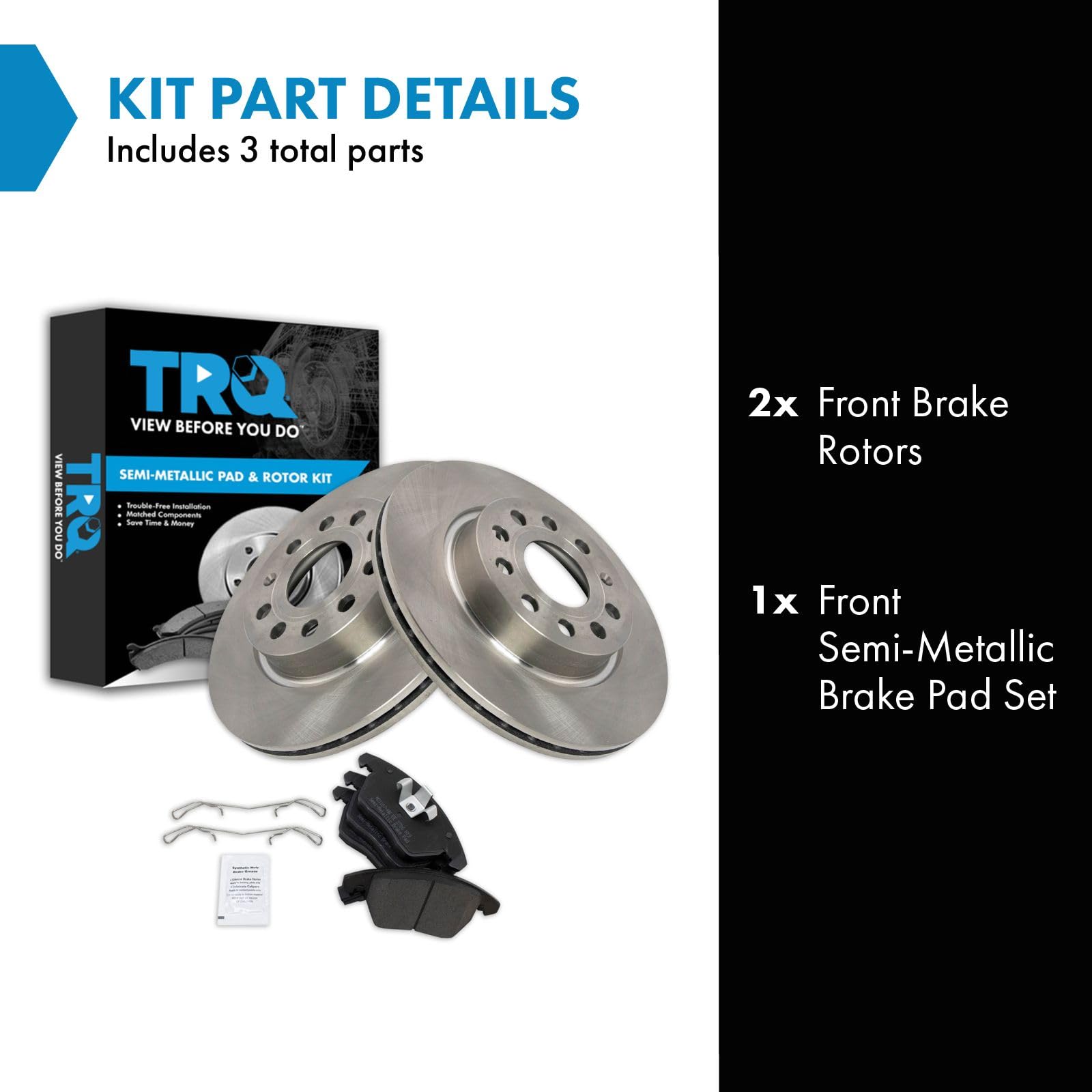 Trq Front Brake Pad & Rotor Kit Brake Pads Brake Rotor Semi-Metallic Compatible With 2011 Audi A3 Quattro 2013 Volkswagen Gti 20