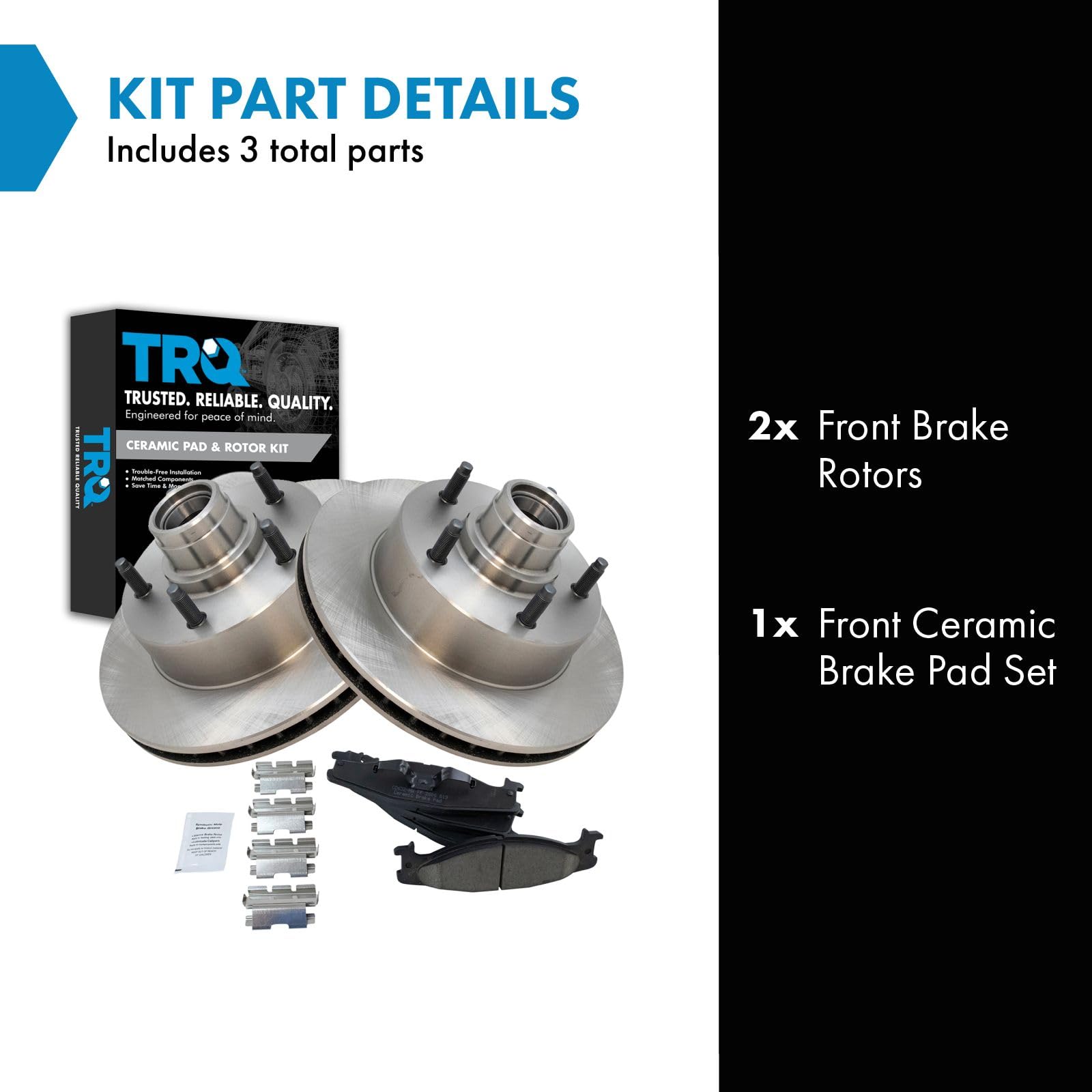 Trq Front Brake Pad & Rotor Kit Brake Pads Brake Rotor Ceramic Compatible With 1994-2001 Ford E-150 Econoline E-150 Econoline Cl