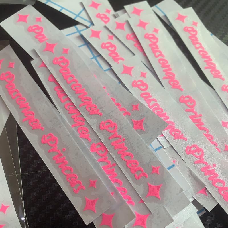 Amioro 5 Pack Passenger Princess Stickers Funny Car Decal Accessories Rearview Mirror Window Sticker For Women (Pink)