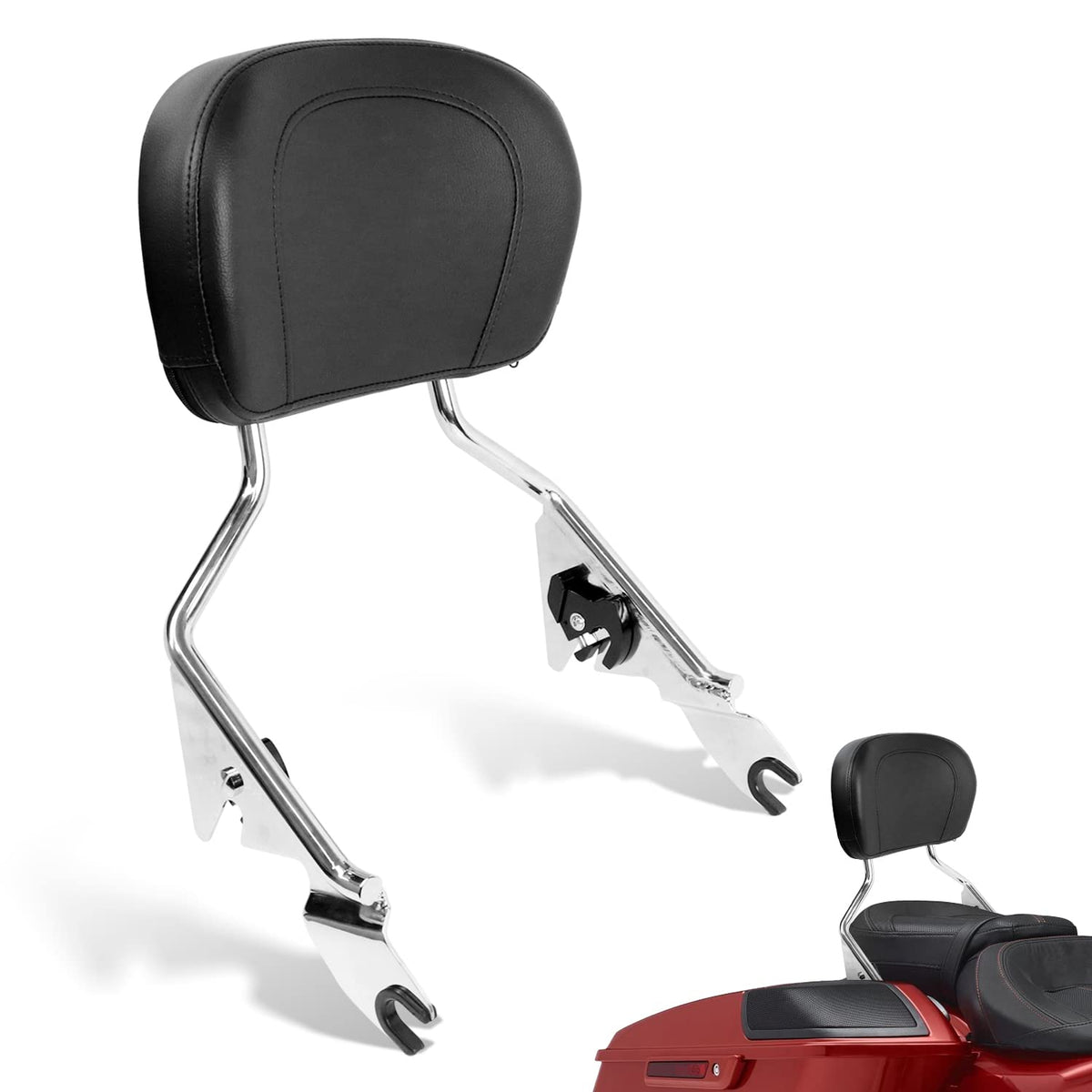 Aufer Detachable Backrest Sissy Bar Upright Passenger Backrest With Pad Compatible With For Touring Road King Street Glide Elect