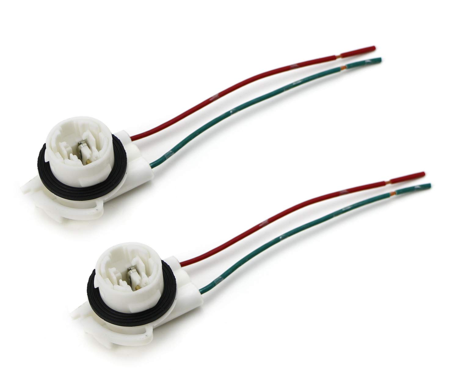 Ijdmtoy 2Pc White 3156 2-Wire Harness Pre-Wired Sockets As Repair, Replacement, Install Led Bulbs Compatible With Turn Signal Lights, Drl Lamps Or Taillights (645-607 Gm Ls94 19258649)