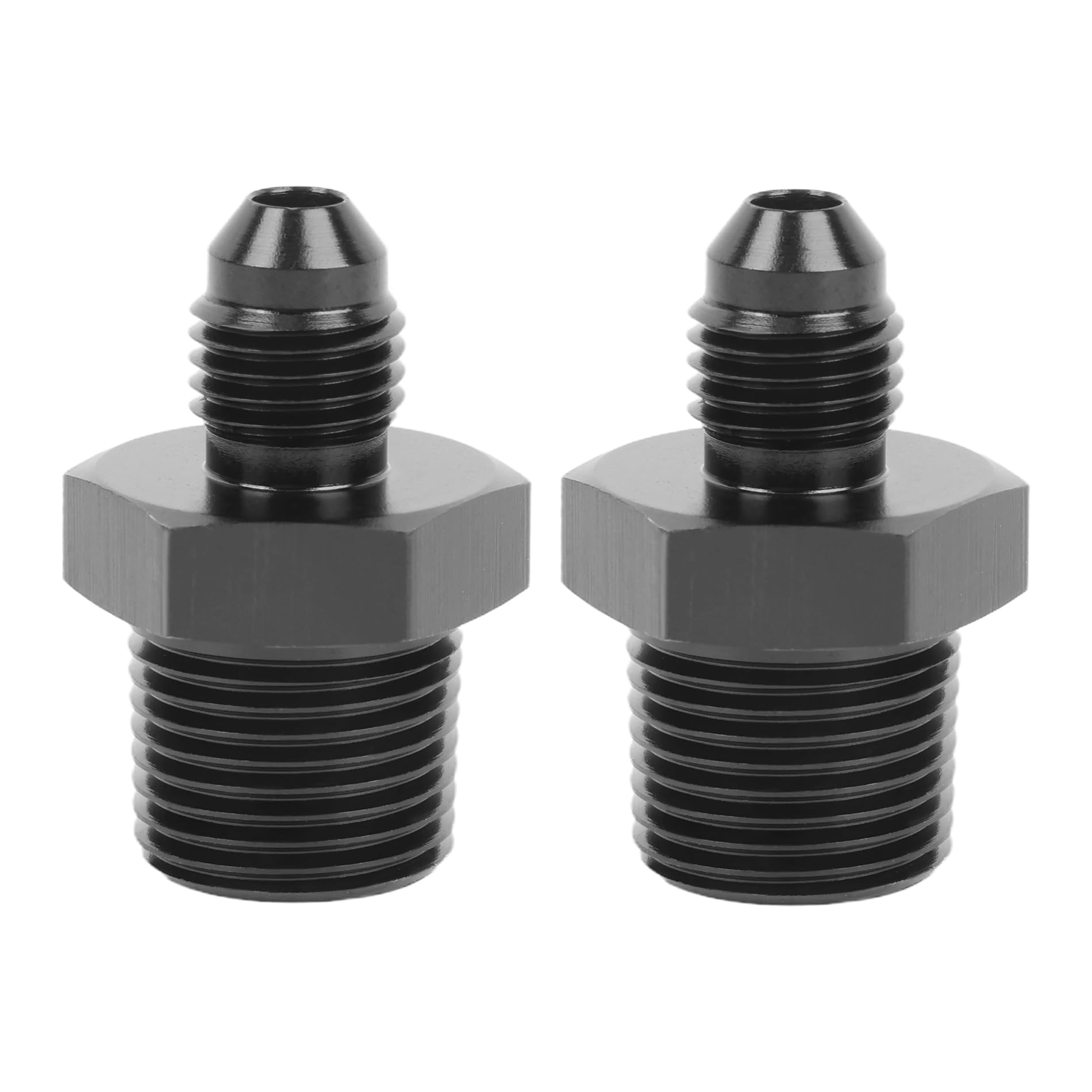 Evil Energy 4An Male Flare To 3/8'' Npt Pipe Fitting Adapter Straight Aluminum Black 2Pcs